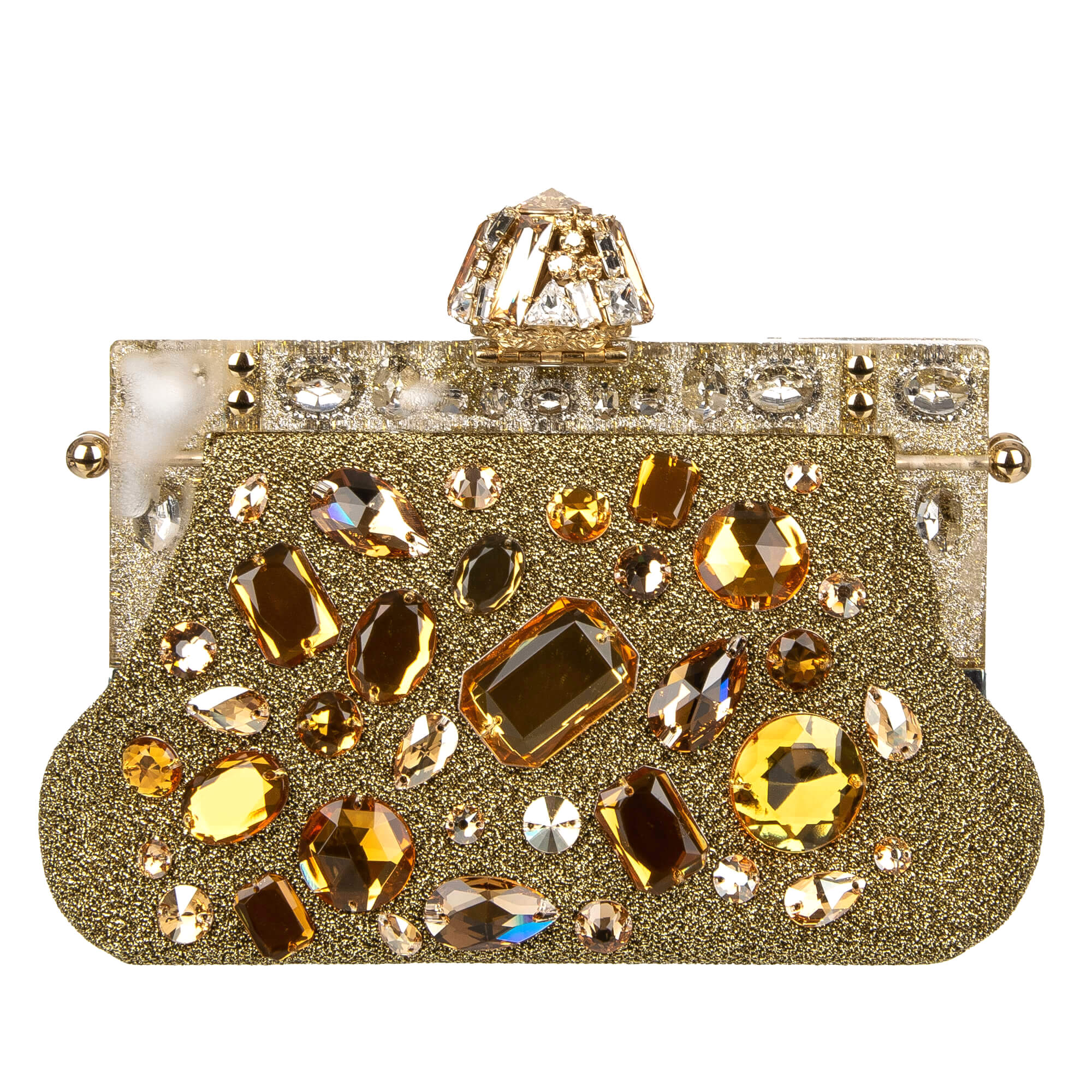 Clutch / Abendtasche VANDA aus Lurex mit Kristallen, Kettenriemen, Riemen aus Leder und mit Kristallen beschmücktem Rahmen von DOLCE & GABBANA