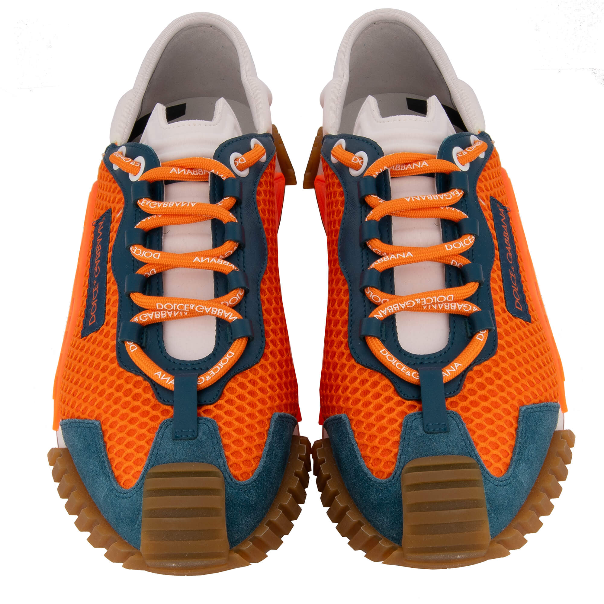 Leather and nylon Low-Top Men Sneaker NS1 with DG logo lace in orange, blue and gray by DOLCE & GABBANA