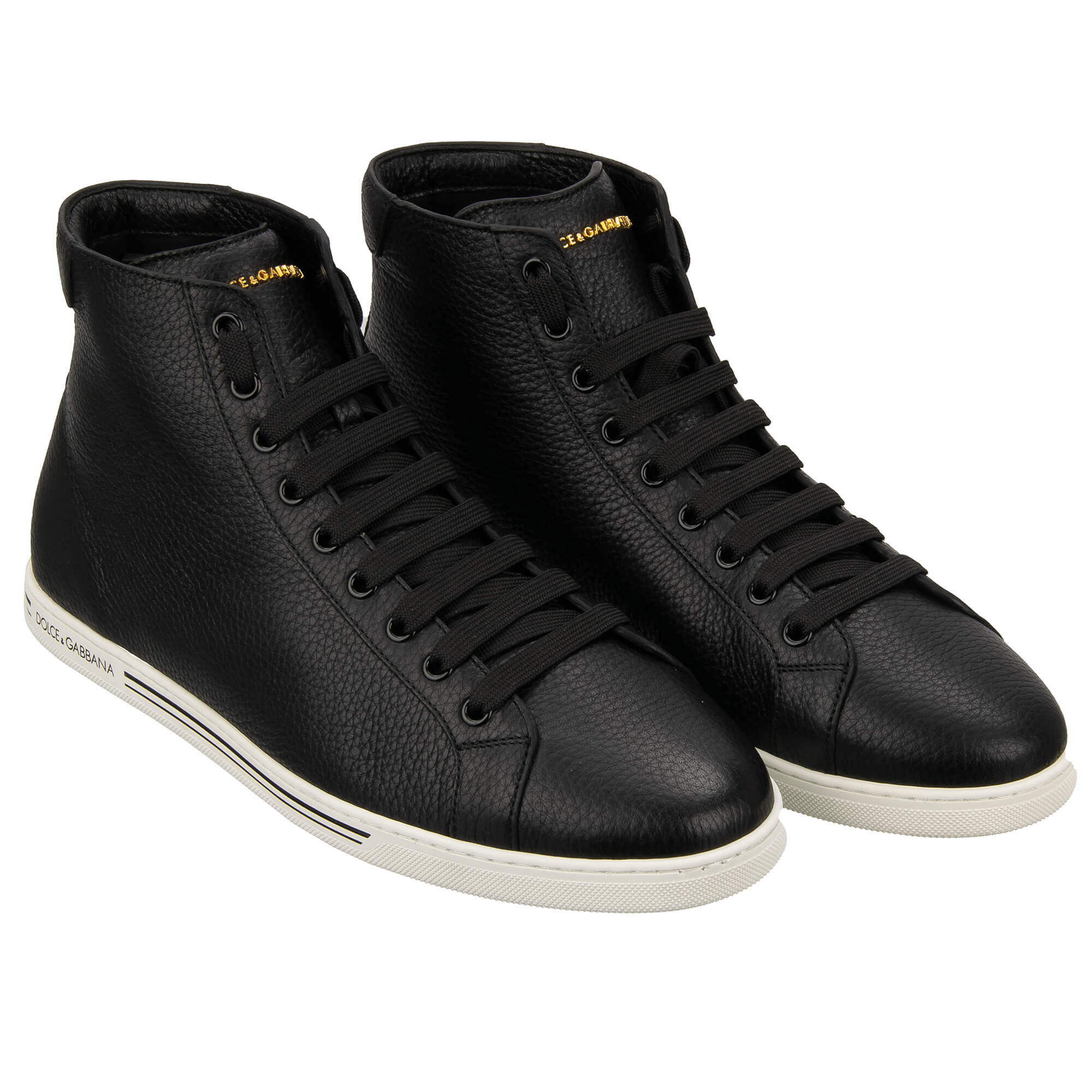 DG Logo High Top Leather Sneaker SAINT TROPEZ Black 45 US 12