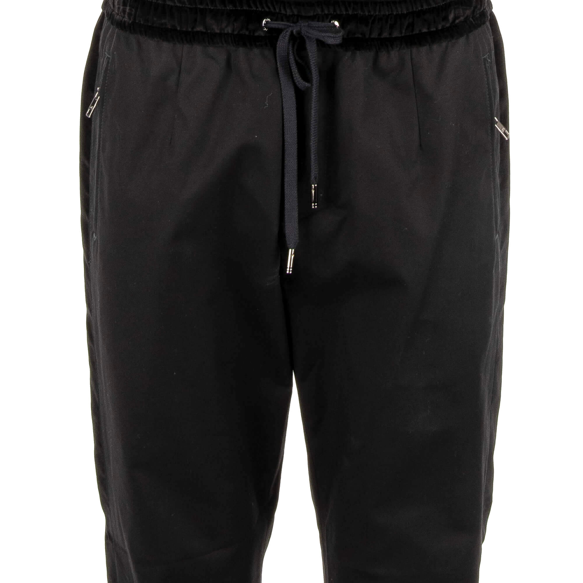 Chino Hose aus Baumwolle mit Kontraststreifen aus Samt, Taschen mit Reißverschluss und elastischer Taille von DOLCE & GABBANA 