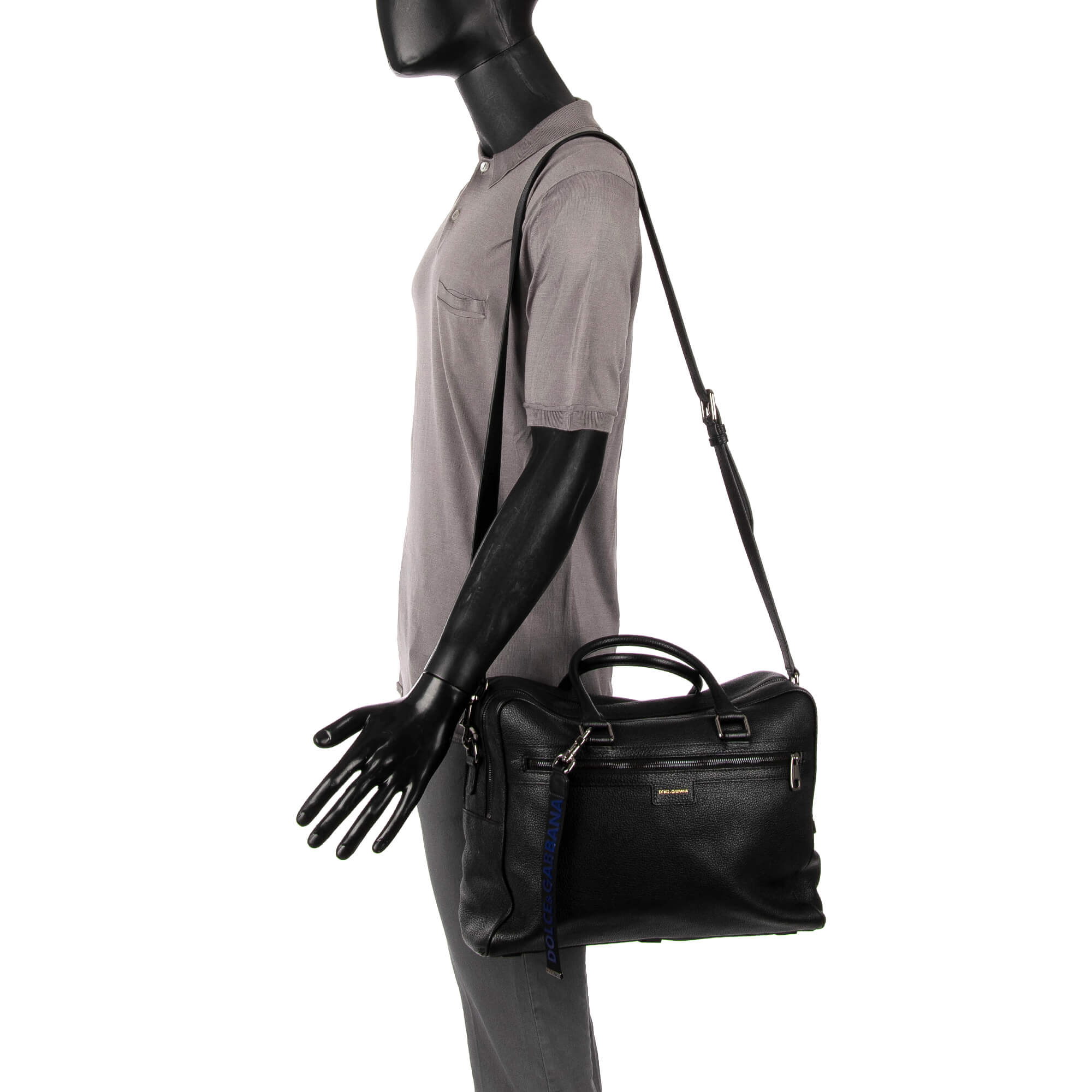 Busines Tasche / Reisetasche aus Kalbsleder mit zwei separaten Fächern, doppeltem Tragegriff, verstellbarem Gurt und Logo Anhänger von DOLCE & GABBANA