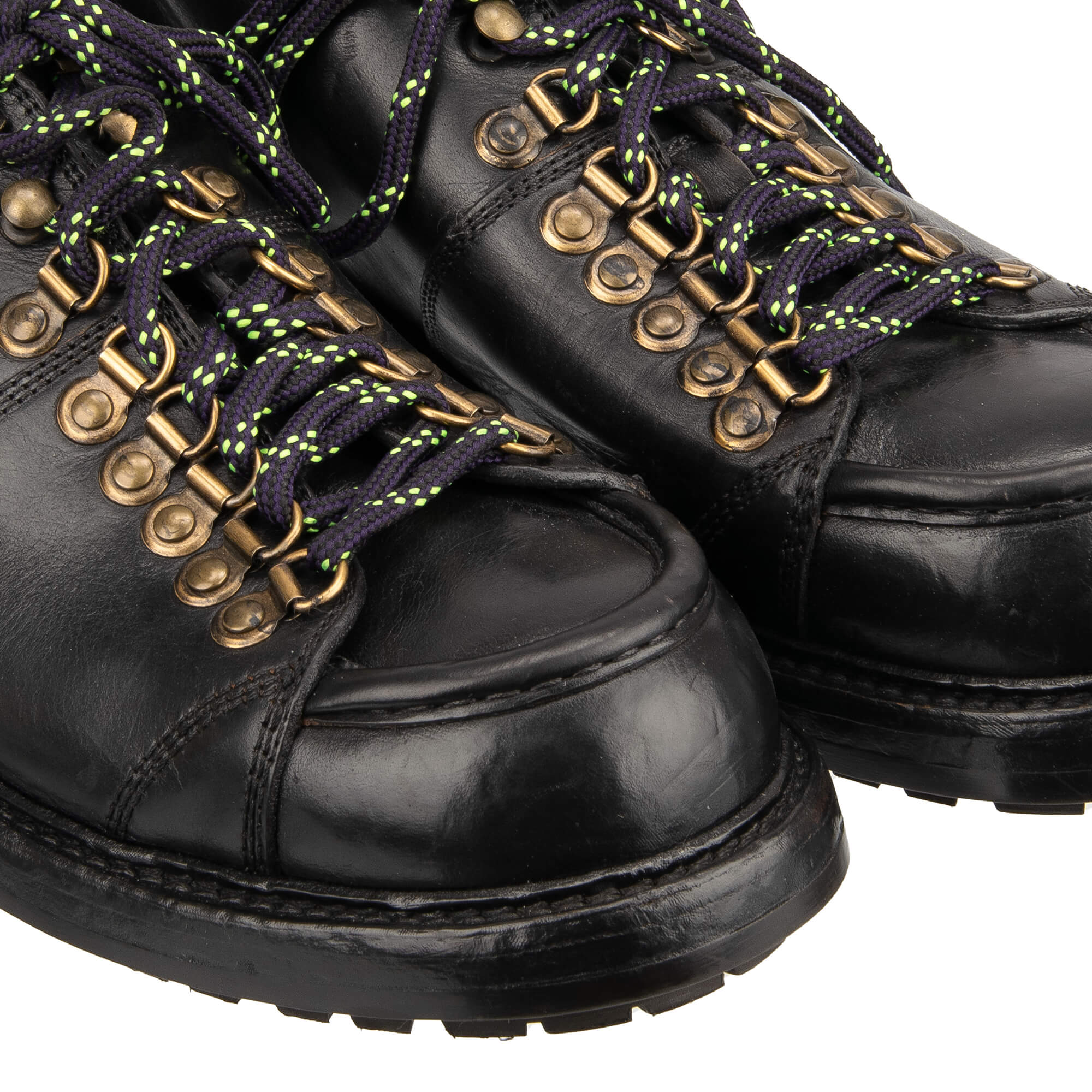 Trekking Stil Derby Schuhe BERNINI aus Pferd Leder in Schwarz von DOLCE & GABBANA