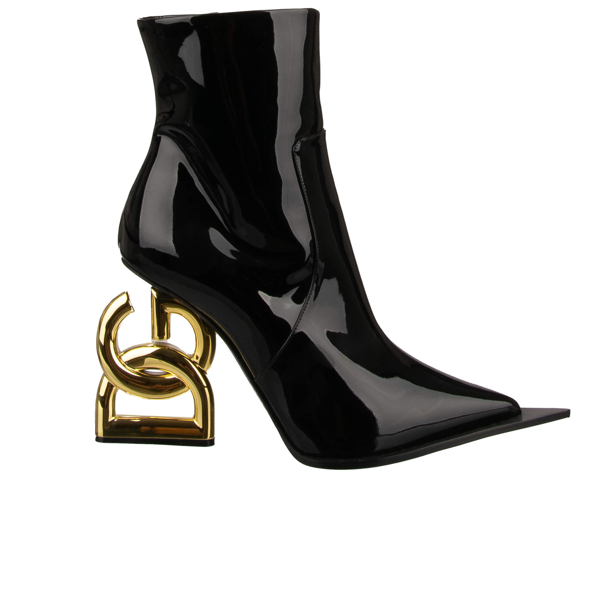 DG Gold Logo Lackleder Stiefelette Boots CARDINALE Schwarz 39 9 