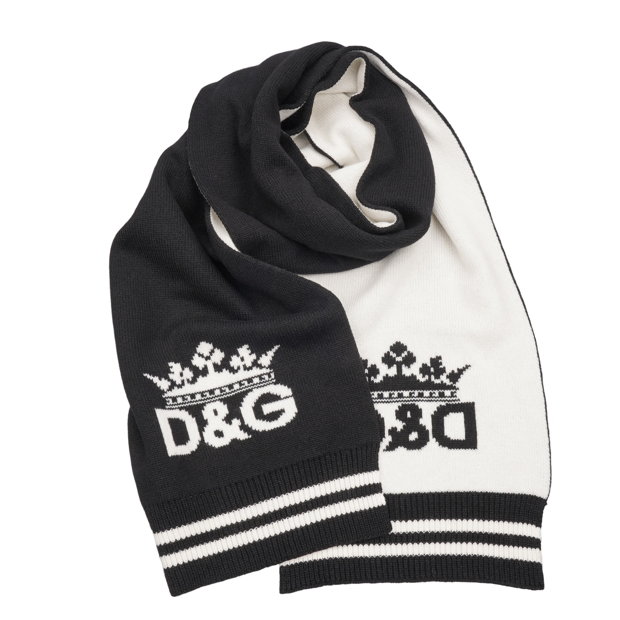 DG Crown Logo Cashmere Scarf Shawl Black White