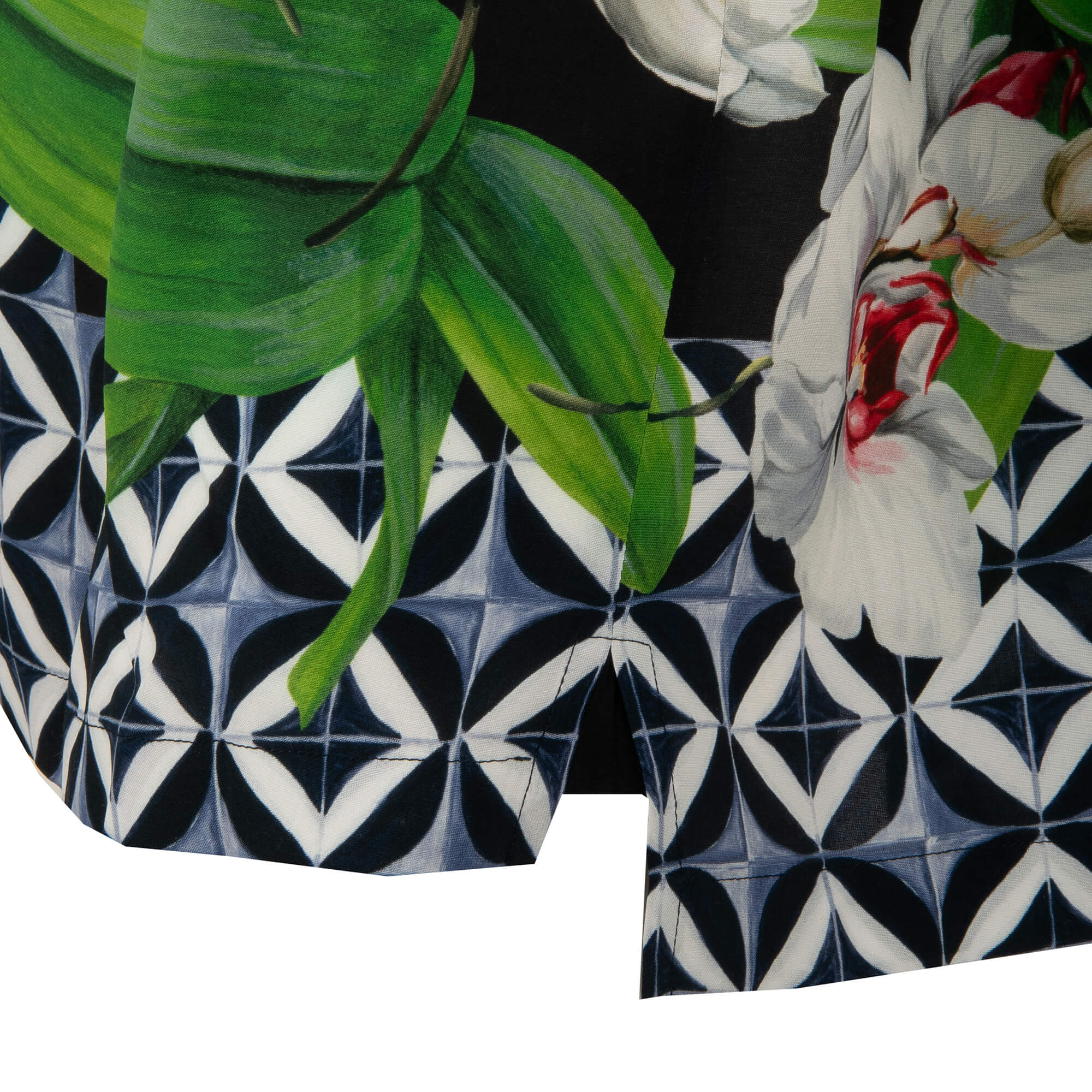 Short sleeve Shirt with orchid flower print in black, blue, green and white by DOLCE & GABBANA