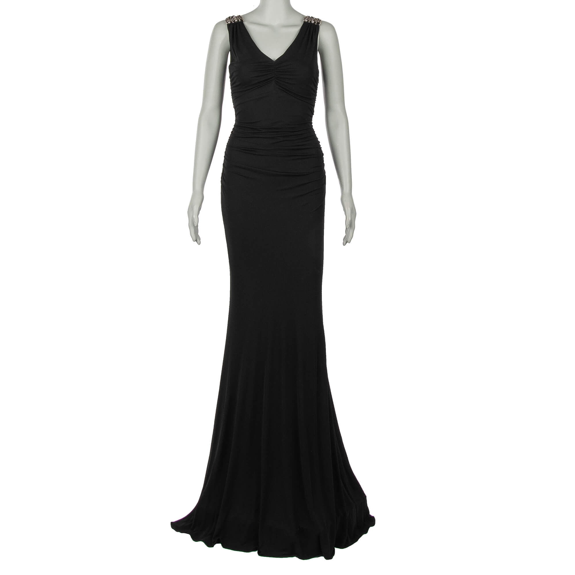 Long Embroidered Maxi Evening Dress Black