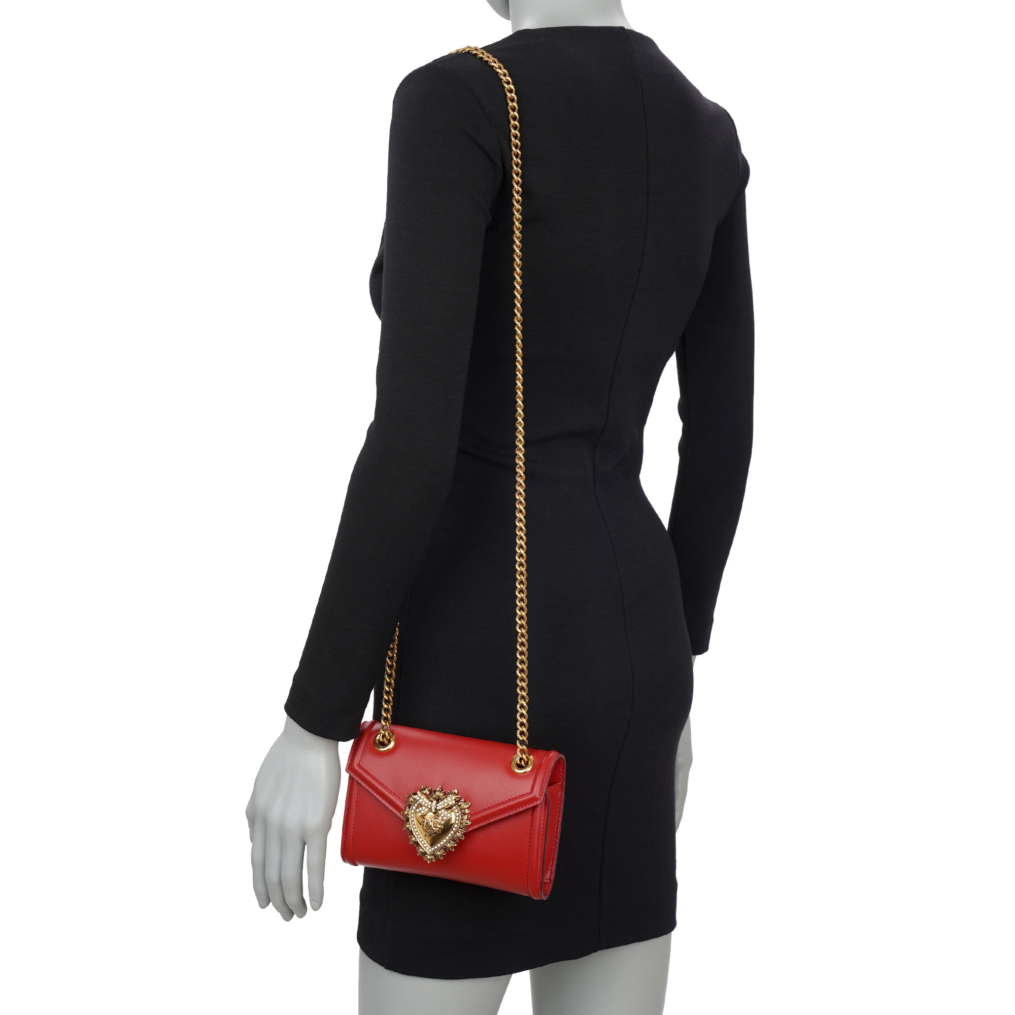Kleine Crossbody Tasche / Clutch DEVOTION aus Kalbsleder mit DG Perlen Herz Logo und Kettenriemen von DOLCE & GABBANA