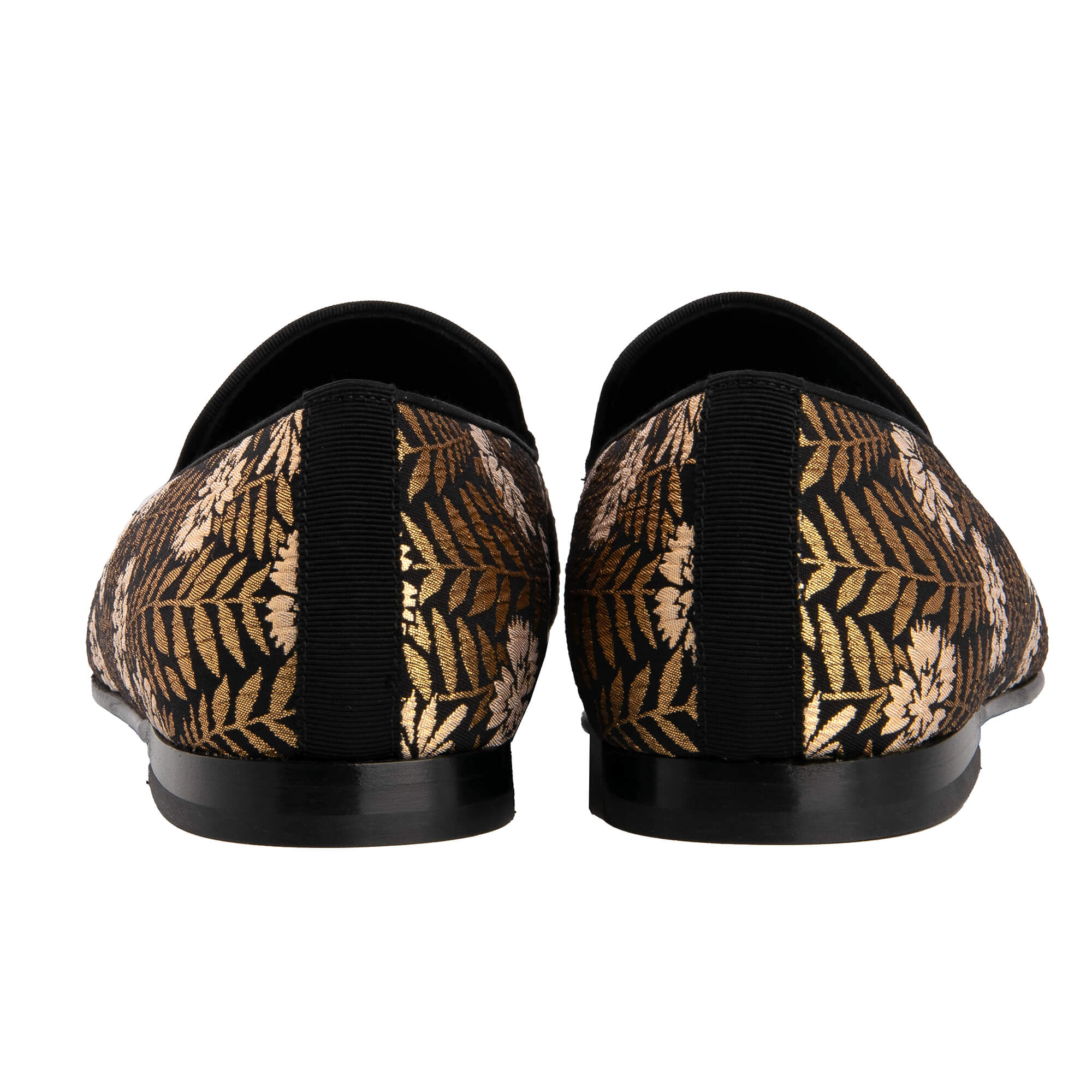 Loafer Schuhe AMALFI aus Blumen Jacquard in Schwarz und Gold von DOLCE & GABBANA