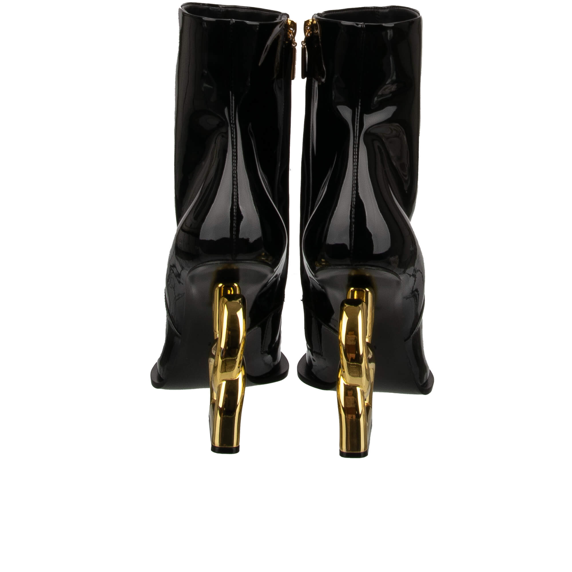 Patent Leather Boots CARDINALE with DG Logo metal heels in gold and black by DOLCE & GABBANA