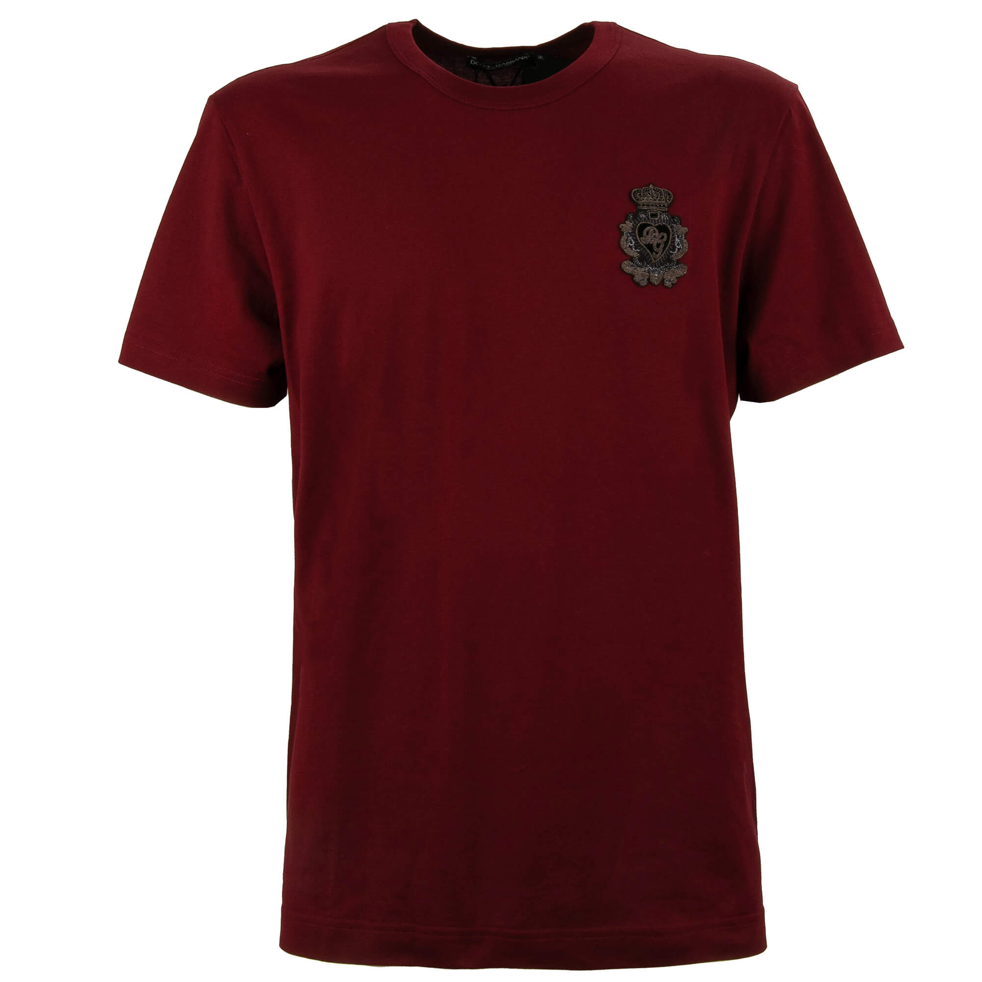 Cotton T-Shirt Goldwork Crown DG Embroidery Bordeaux 50 US 40 M L 