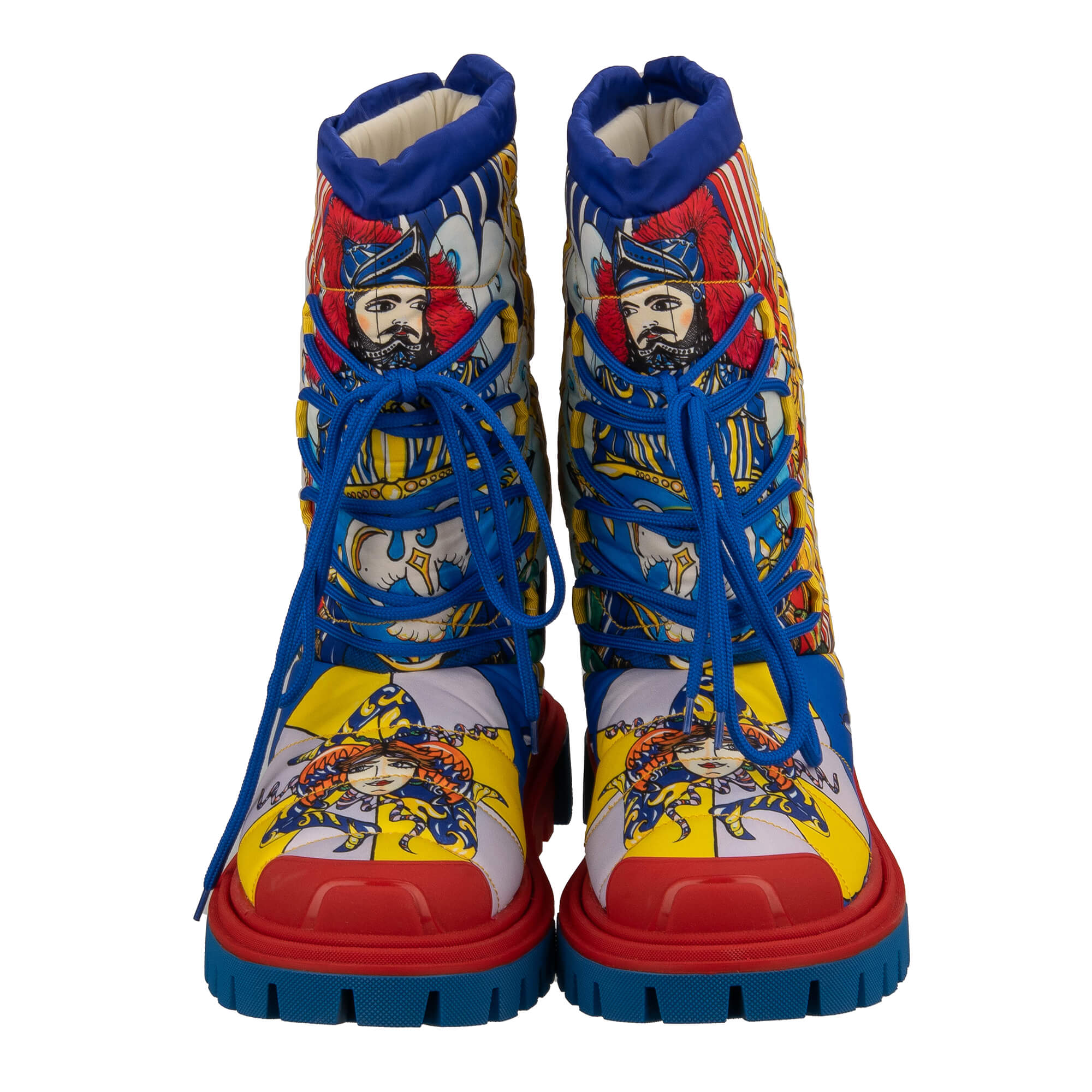 Schnee Stiefel mit Carretto Siciliano Print in Rot und Blau von DOLCE & GABBANA