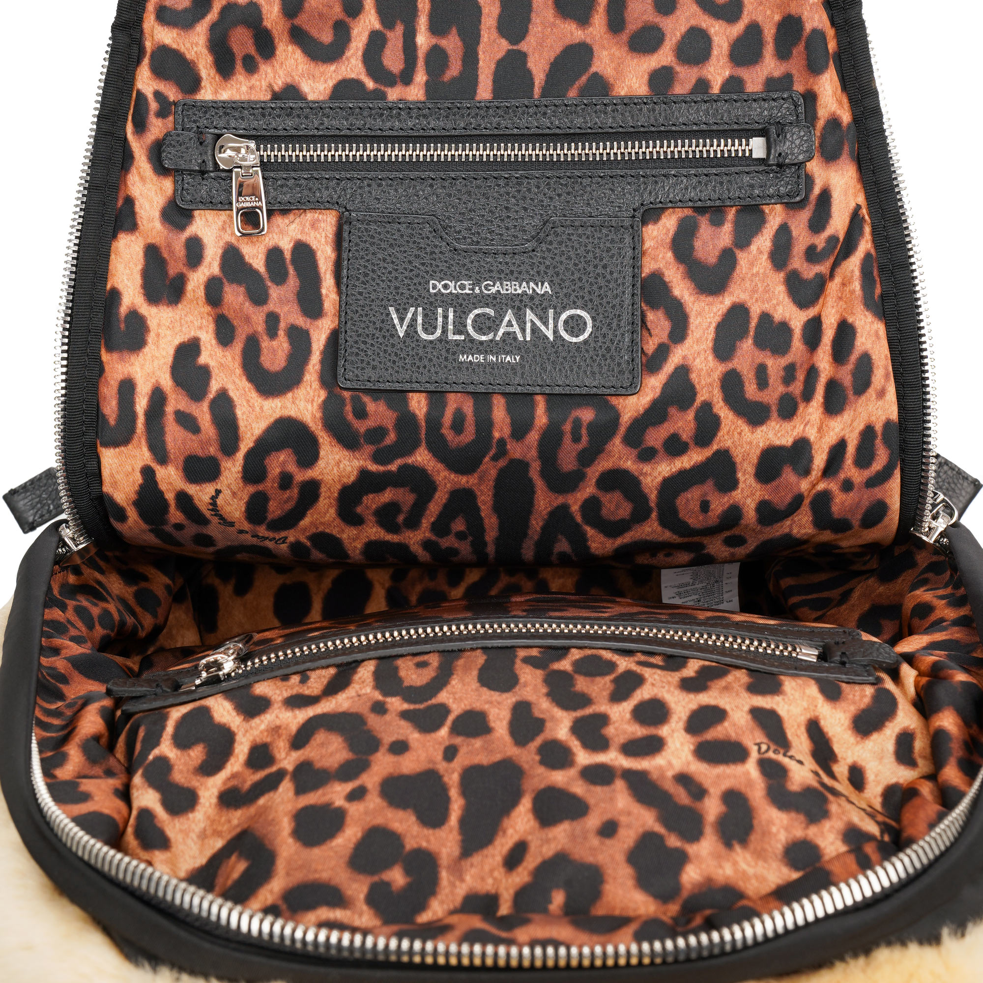 Unisex Faux Fur VULCANO Backpack Bag as Plush Lion Toy with adjustable straps and zip pocket by DOLCE & GABBANA