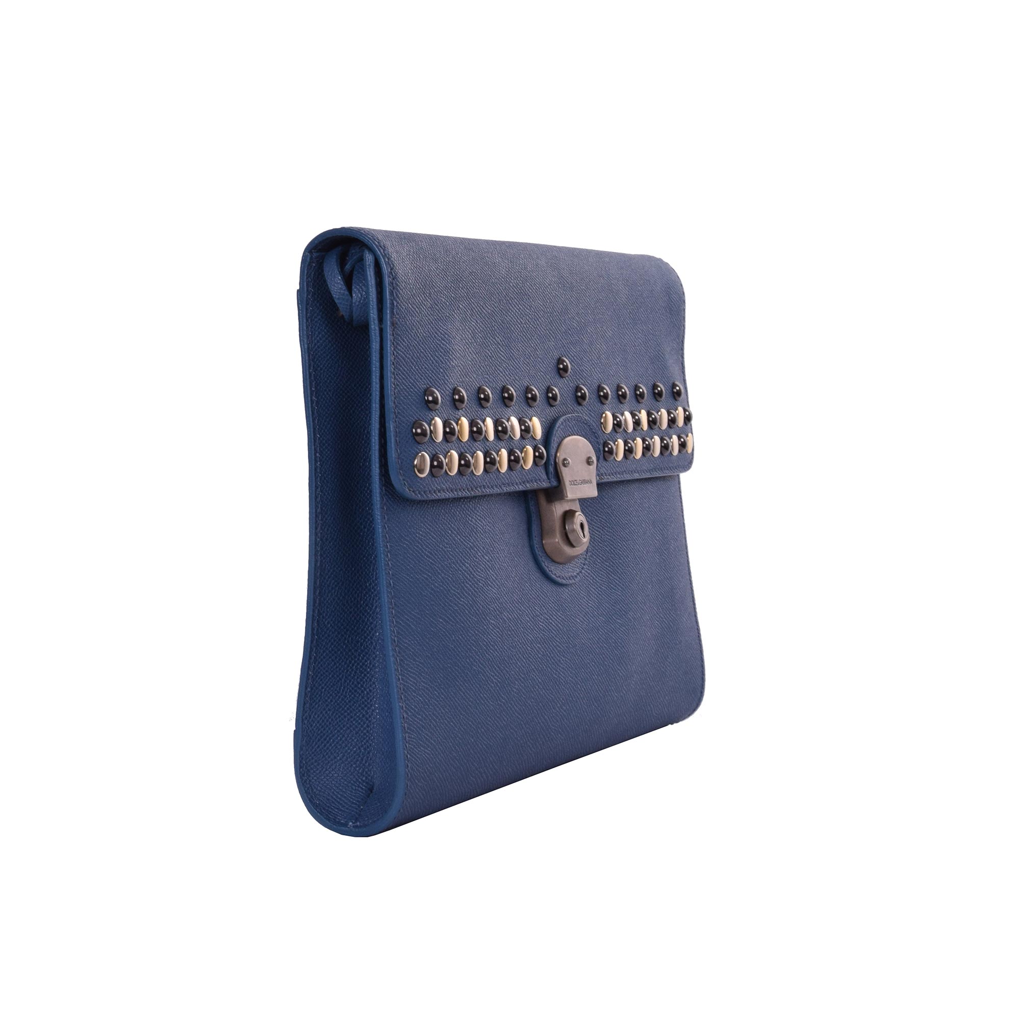 Dauphine leather document holder bag / briefcase with studs by DOLCE & GABBANA