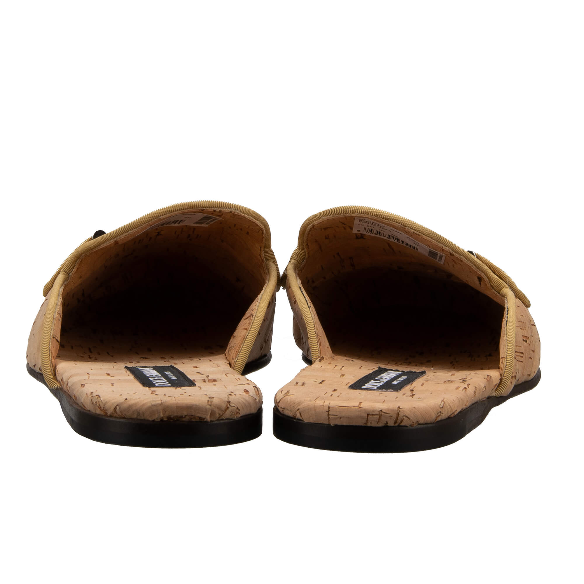 One of a kind Kork Slipper Schuhe YOUNG POPE mit DG Metall Logo in Beige von DOLCE & GABBANA