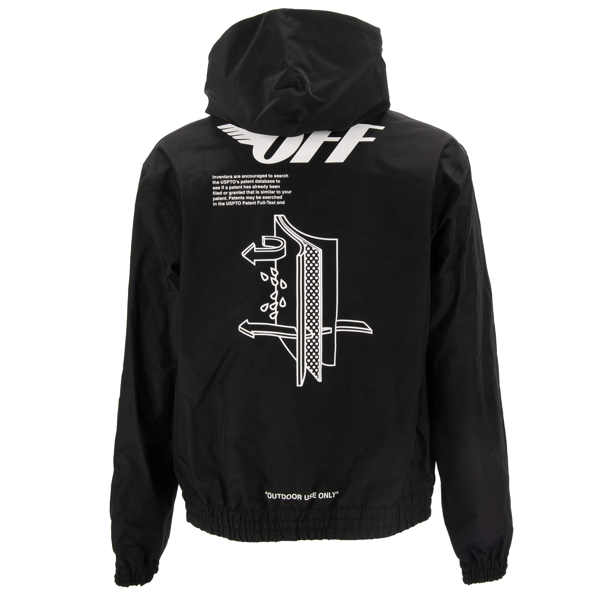 Work jacket with all-over monogram print, zip pocket and logo plate in front by OFF-WHITE Virgil Abloh