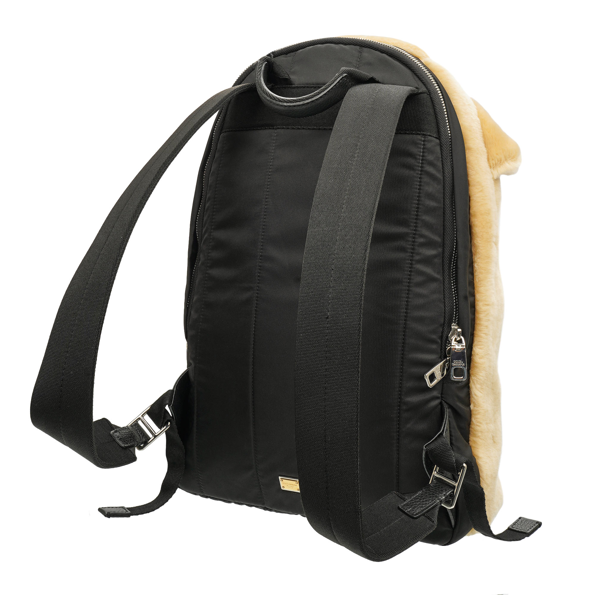 Unisex Faux Fur VULCANO Backpack Bag as Plush Lion Toy with adjustable straps and zip pocket by DOLCE & GABBANA