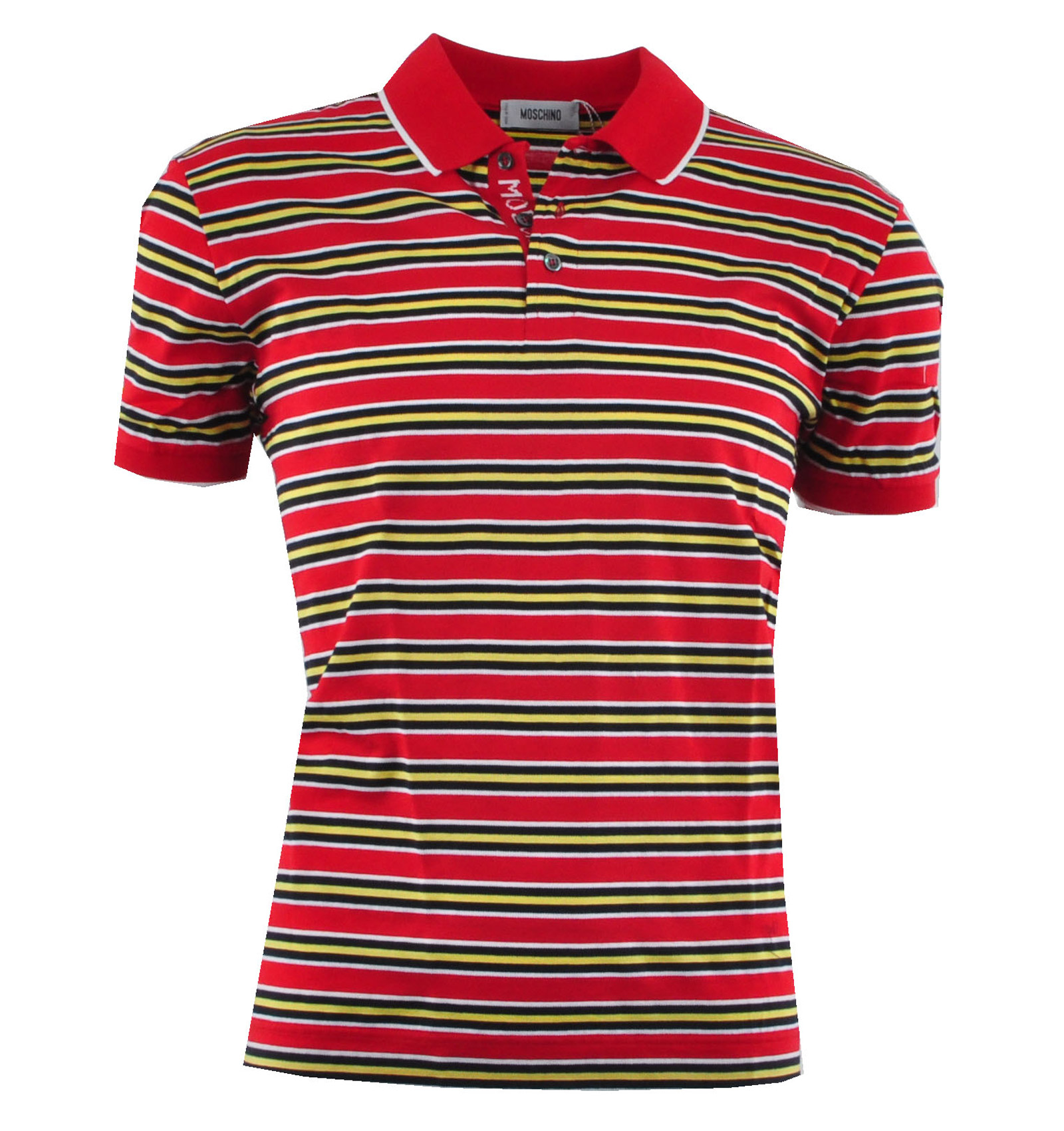 Striped Cotton Polo Shirt with Logo Red White