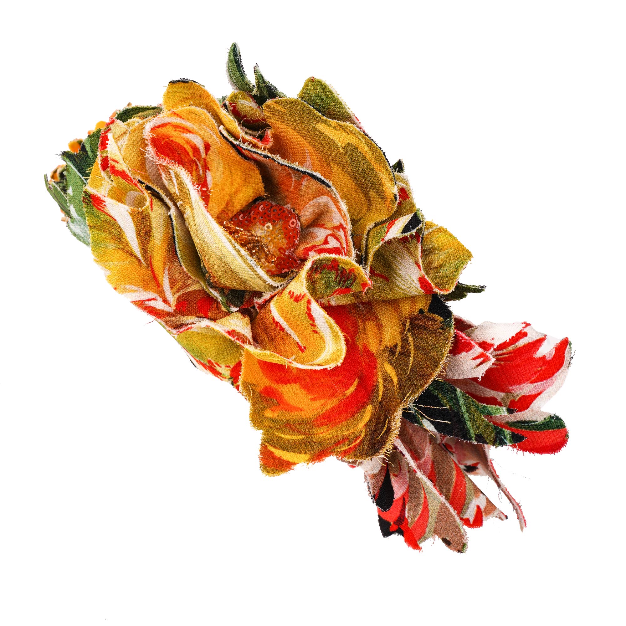 Crystal Flower Brooch Crown Hairband Orange Green Yellow 10005