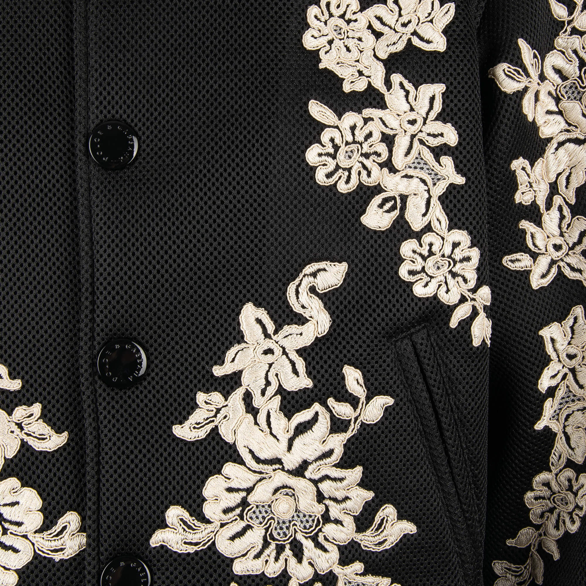 Floral embroidered, perforated bomber jacket with snap buttons by DOLCE & GABBANA