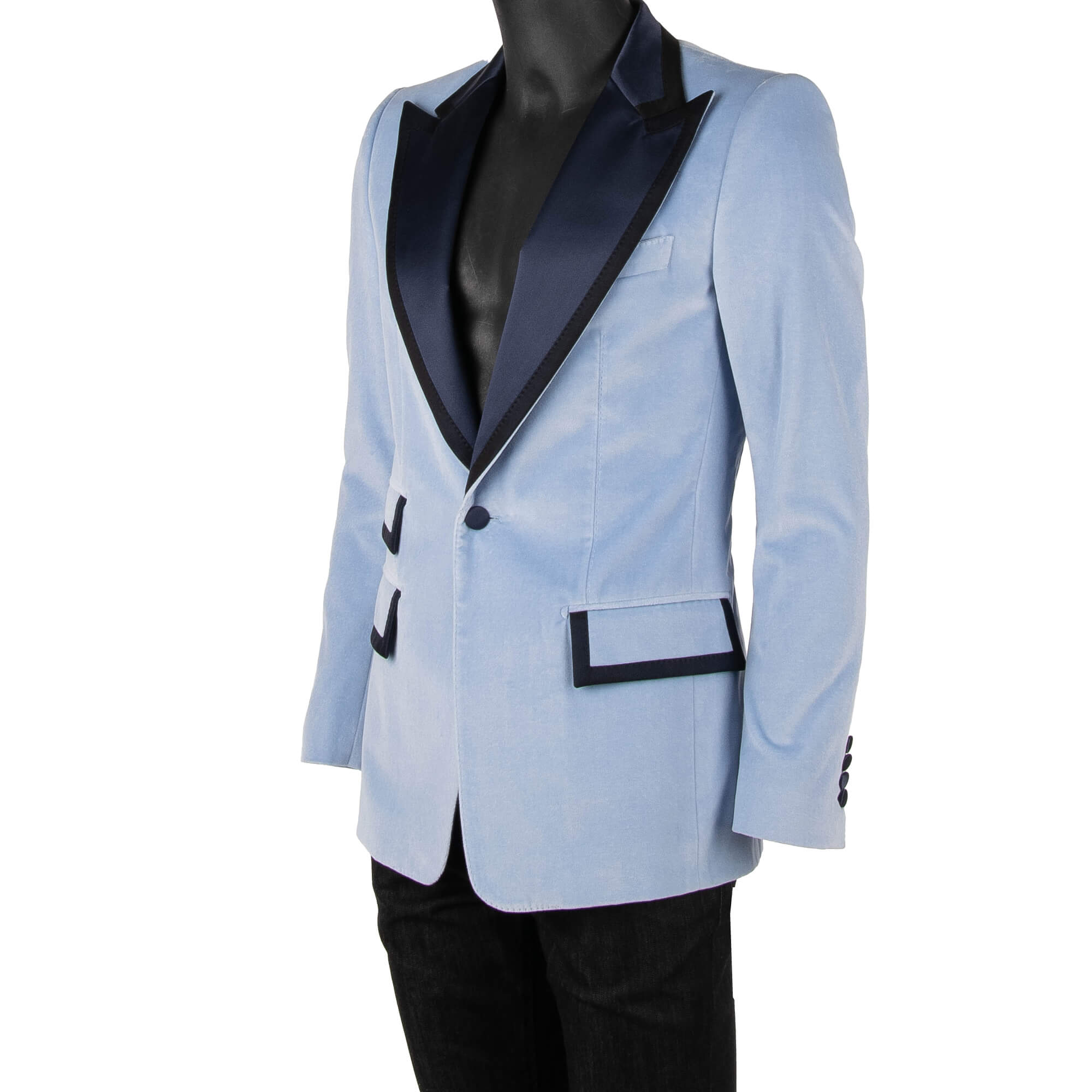 Blazer aus Samt mit Kontrast Kragen aus Seide und Taschen von DOLCE & GABBANA