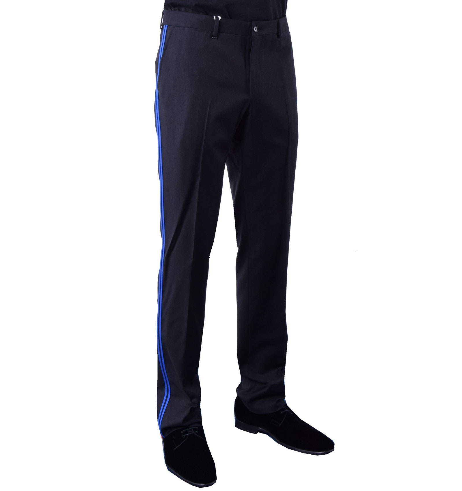 Schmale Hose mit Streifen Schwarz