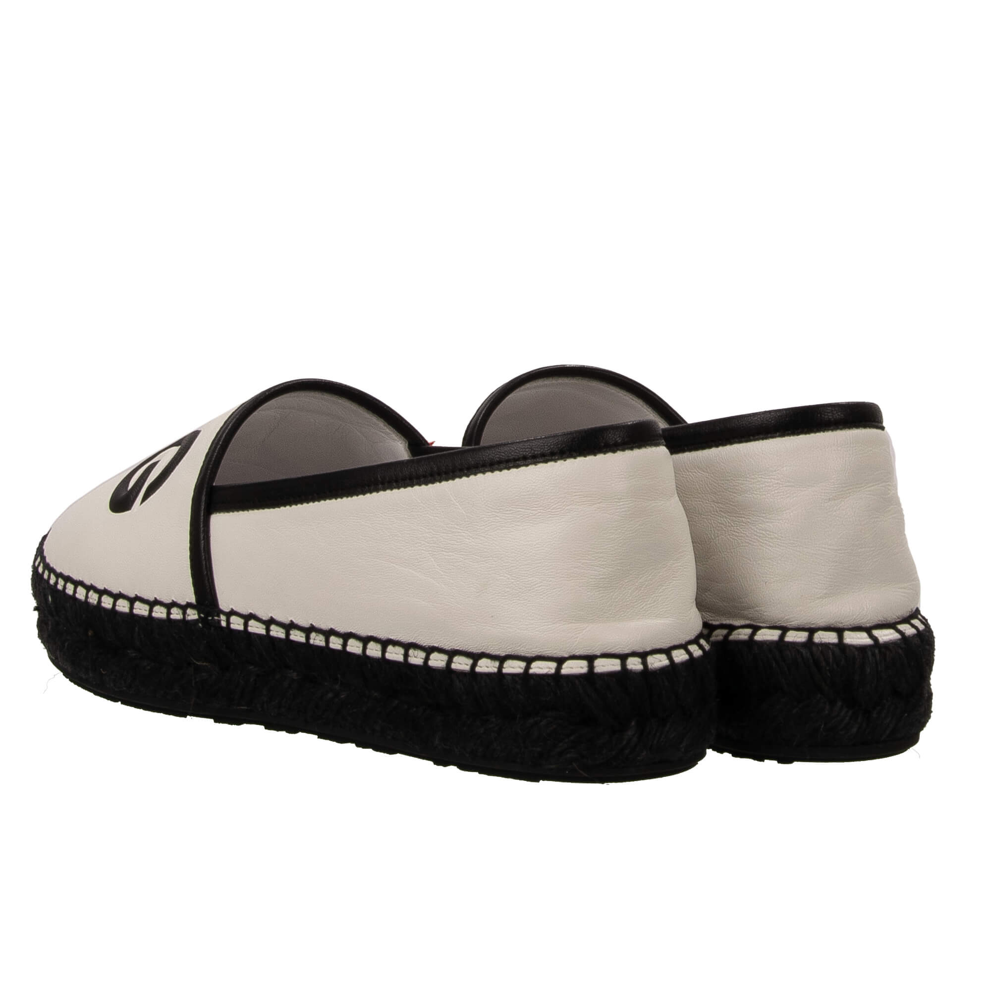 Espadrilles aus Leder mit DG Herz Logo in Weiß und Schwarz von DOLCE & GABBANA