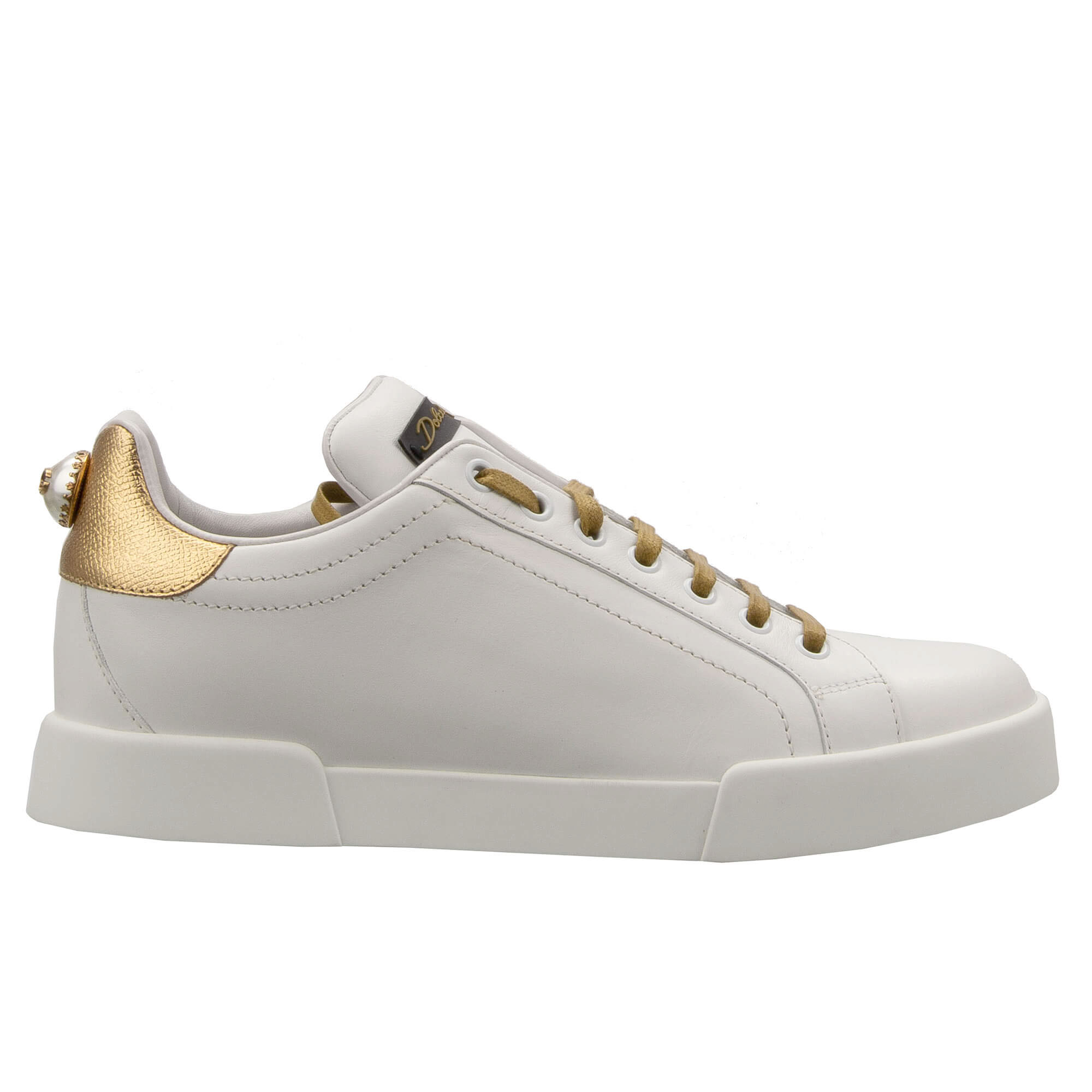 DG Perle Logo Damen Sneaker PORTOFINO Weiß Gold 39,5 US 9,5