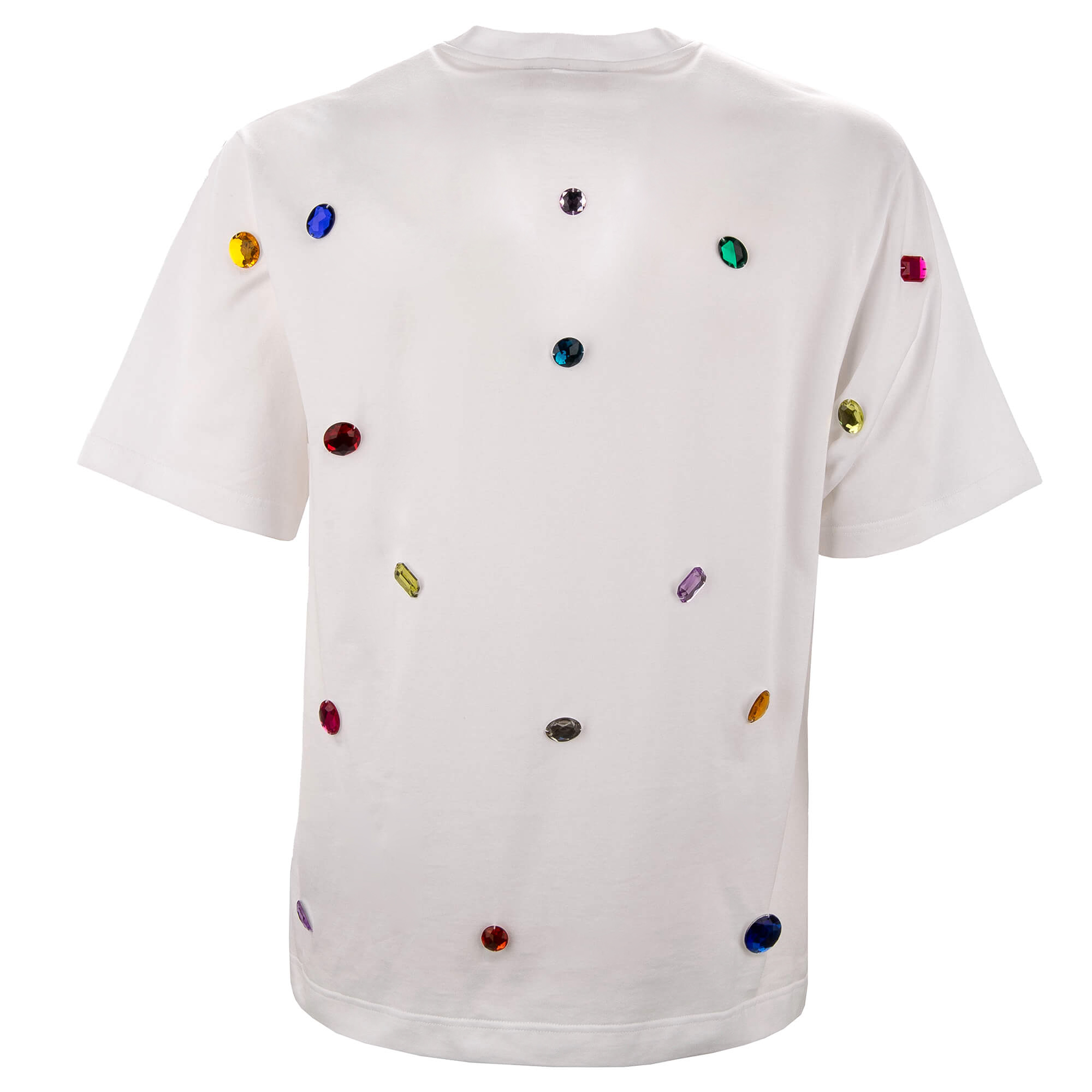 Oversized Cotton T-Shirt with DG Metal Gold Logo and crystal embroidery in white by DOLCE & GABBANA