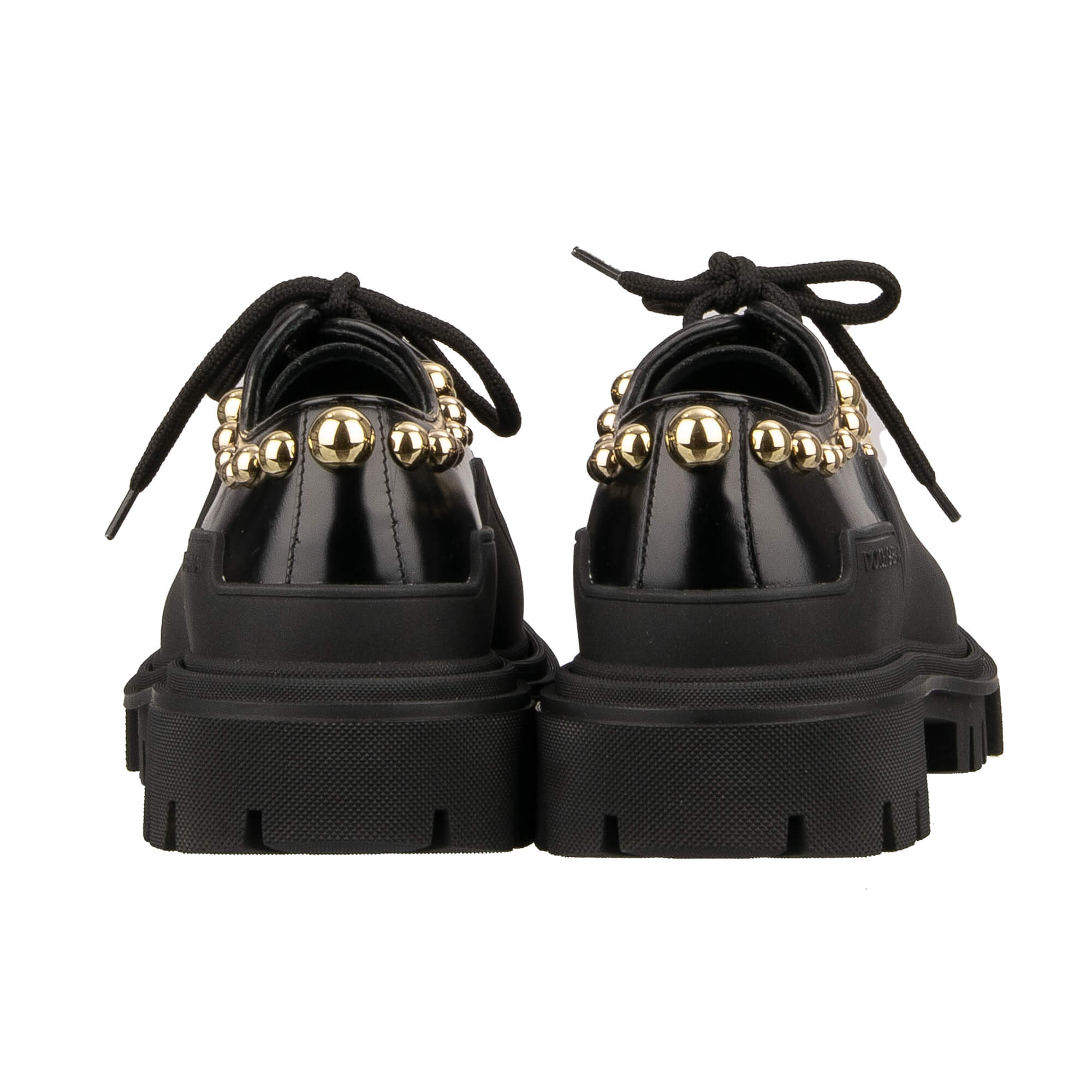 Classic leather shoes MILLENIALS with pointy toe shape and crystals embroidery in black by DOLCE & GABBANA