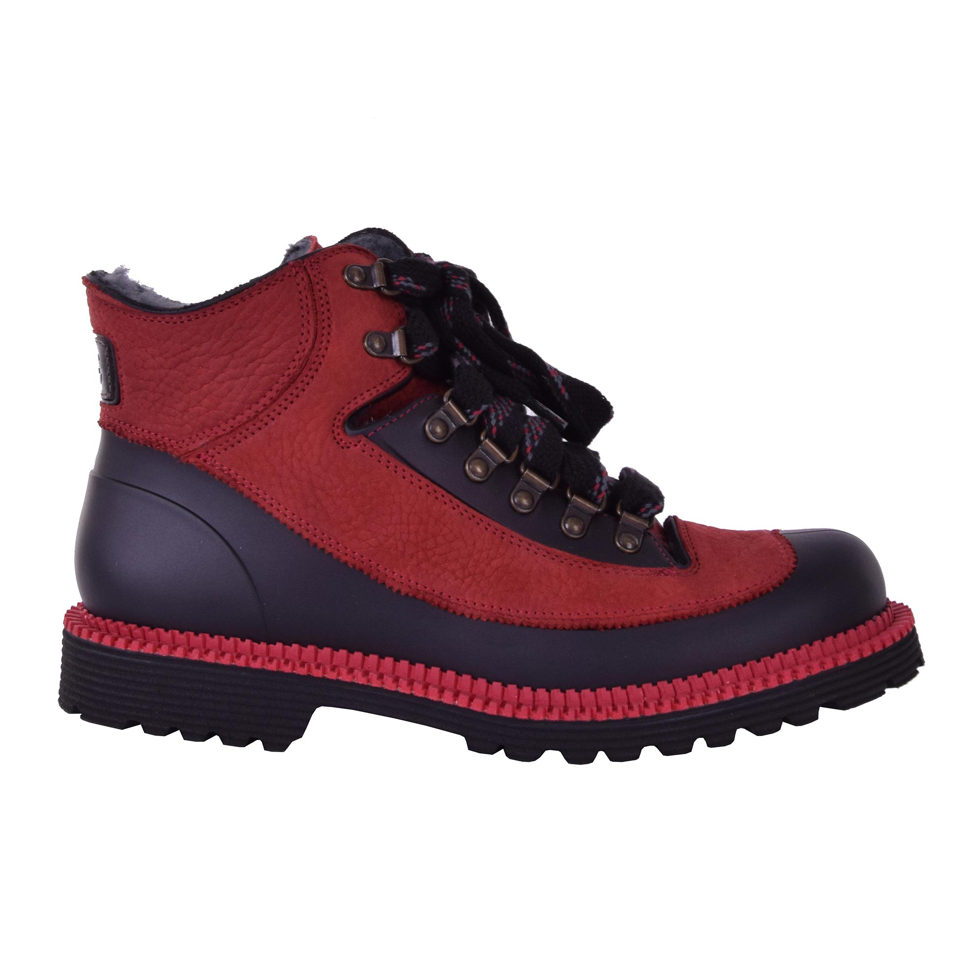 Stuffed Winter Ankle Boots Red Black