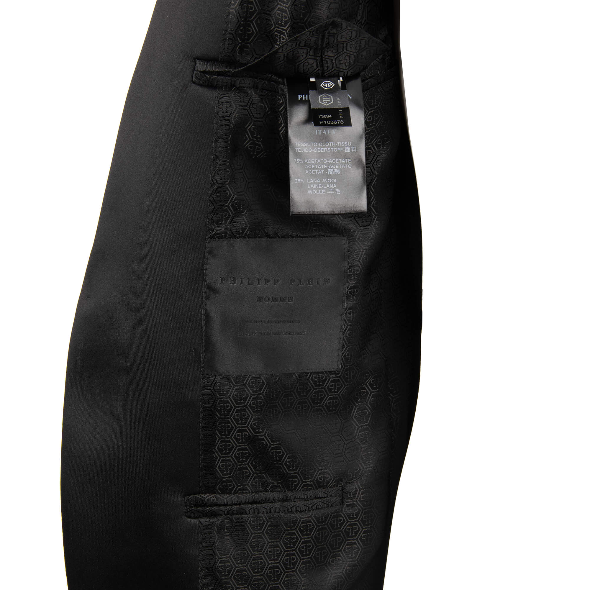 Printed Blazer LOWER with contrast satin reverse and logo in front by PHILIPP PLEIN