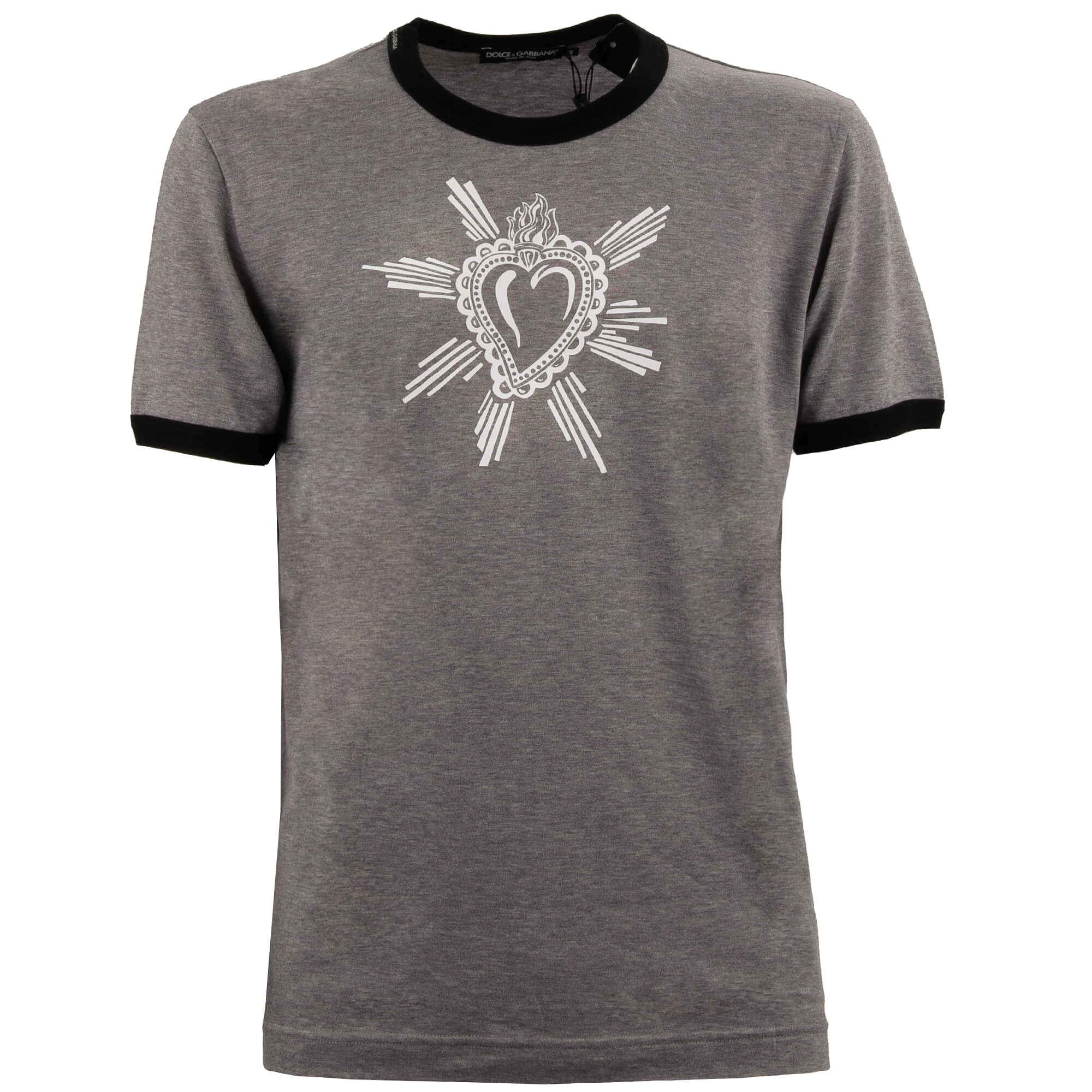 Sacred Heart Cotton T-Shirt Slim Fit Gray White 