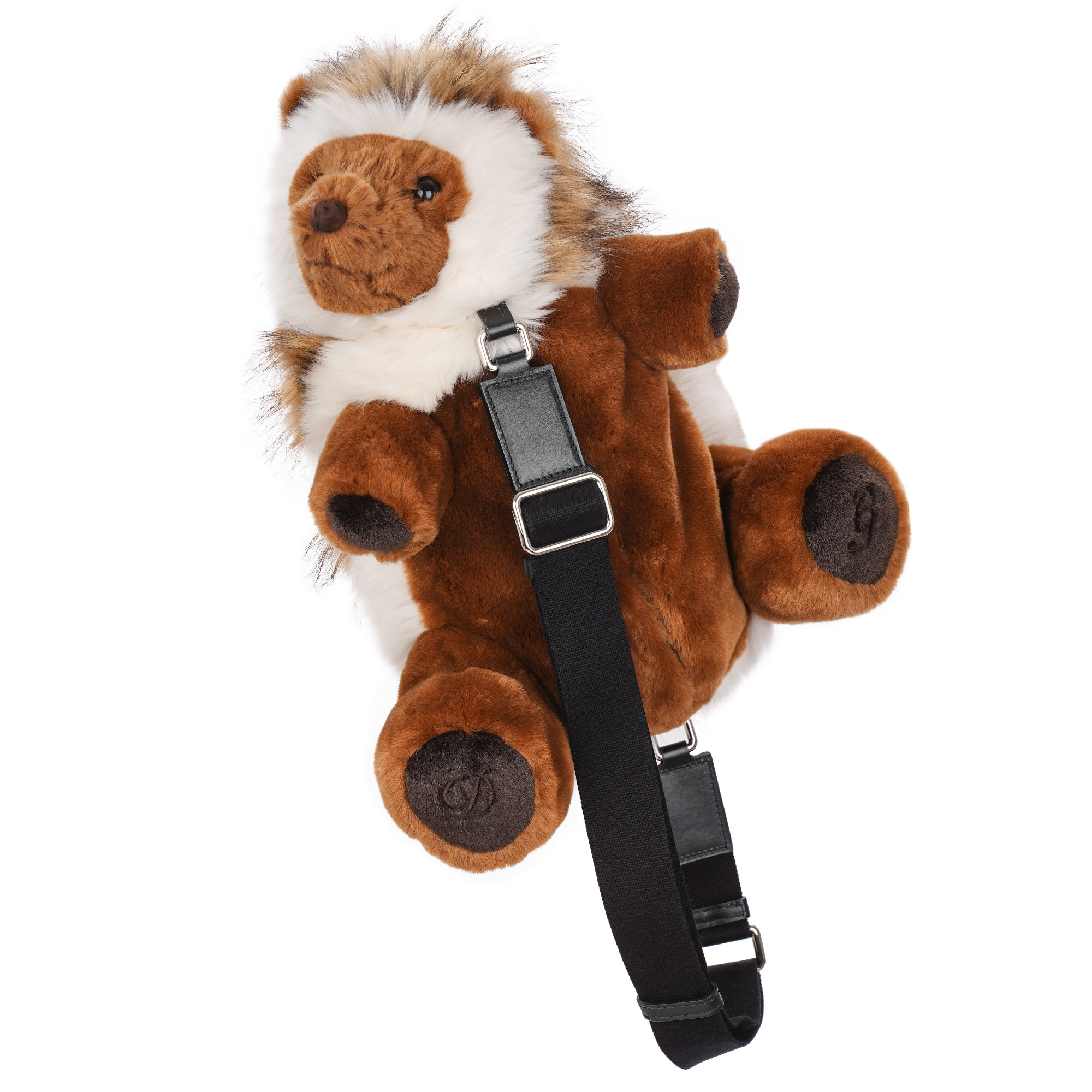 Unisex Faux Fur Plush Toy Hedgehog Backpack Bag Brown
