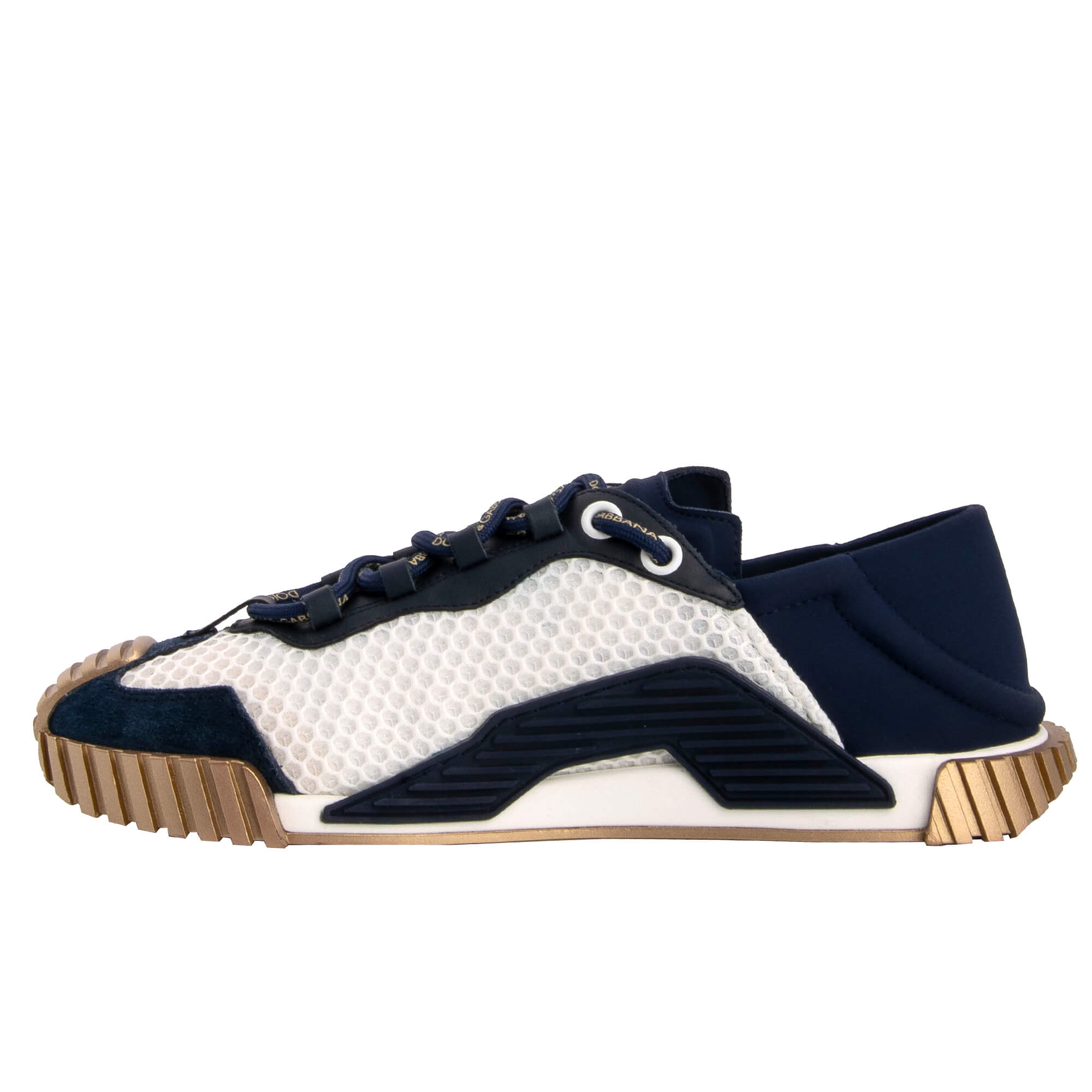  Leather and nylon Low-Top Men Sneaker NS1 with DG logo lace in white, blue and gold by DOLCE & GABBANA