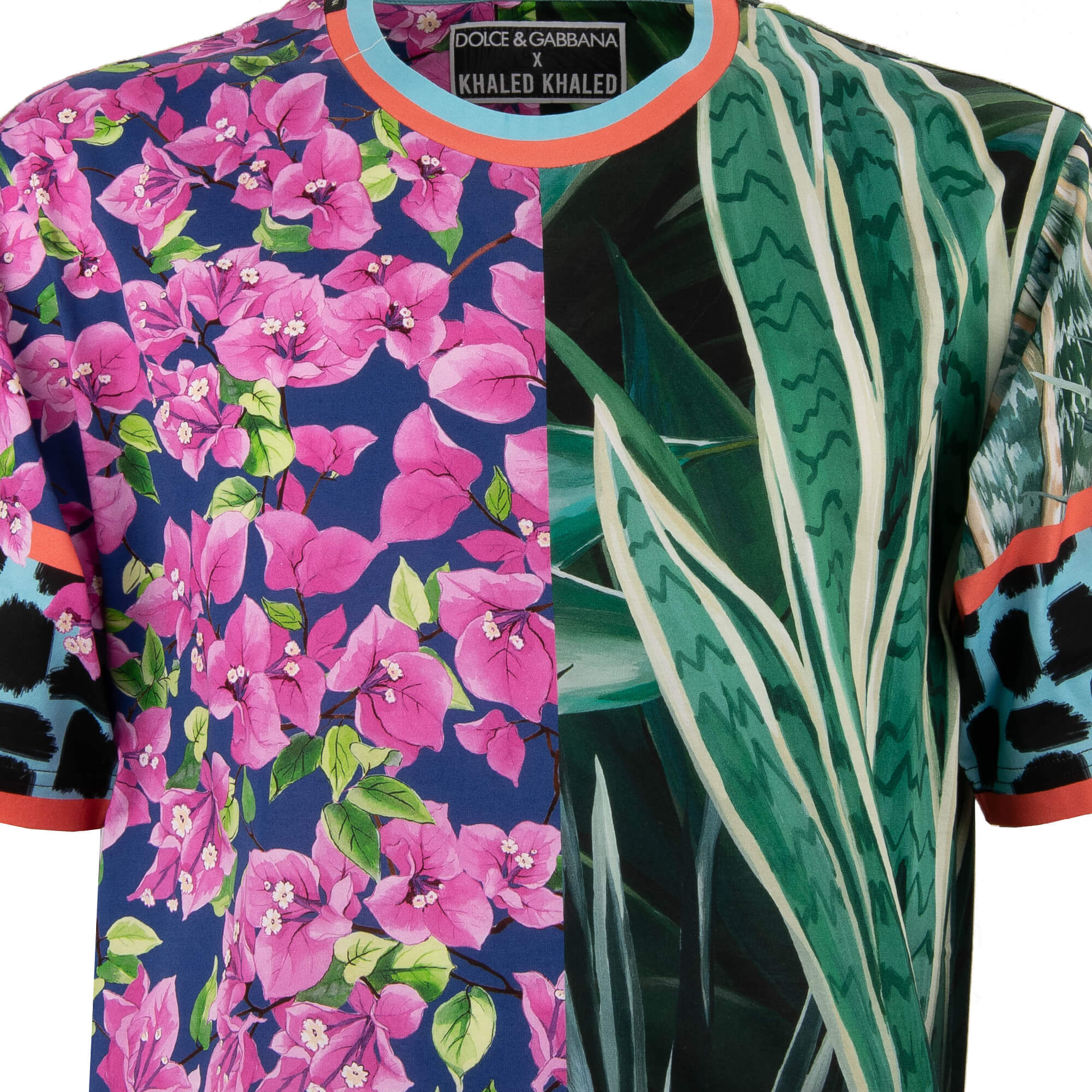 Oversize Cotton T-Shirt with Lion, Flowers and Logo print by DOLCE & GABBANA 