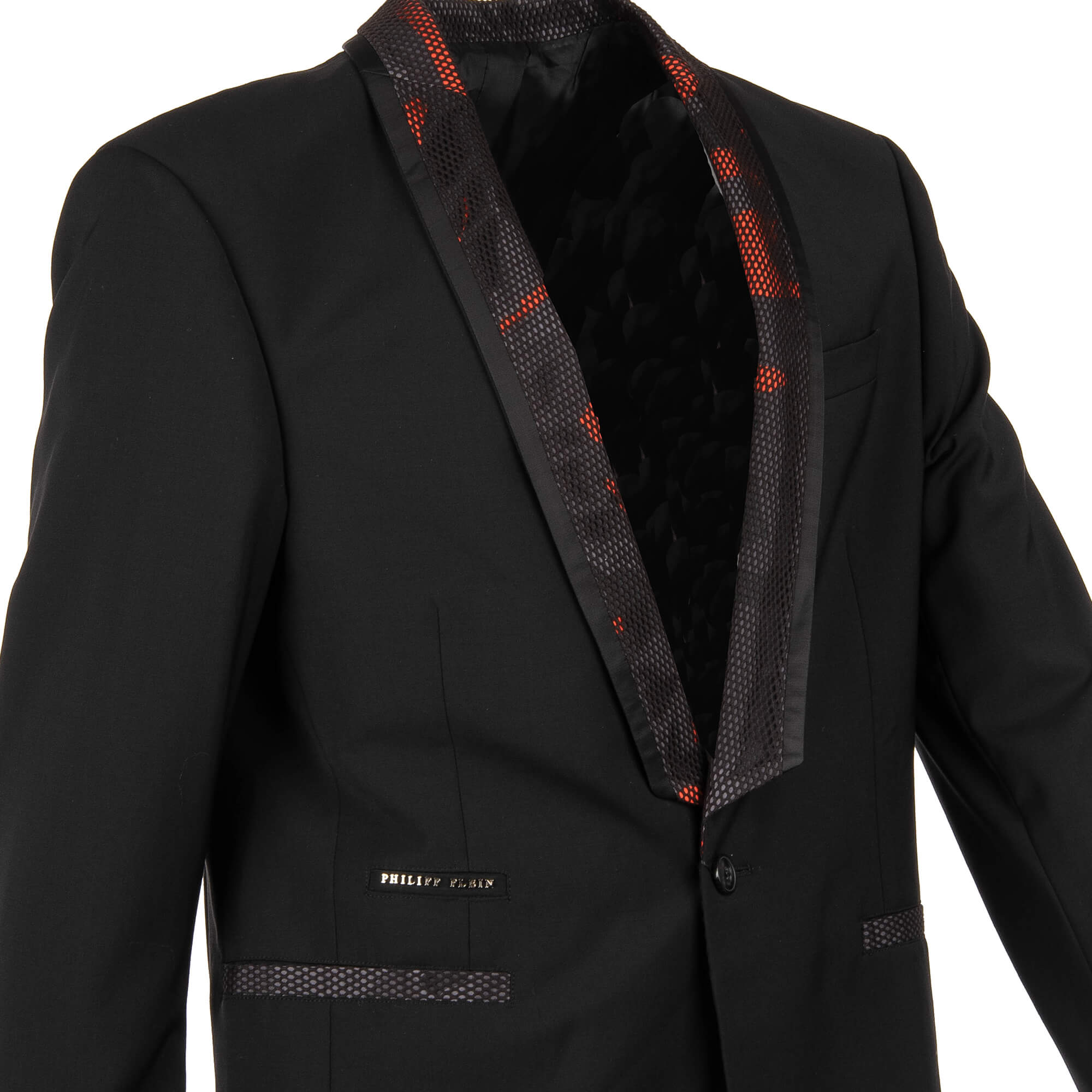 Cotton Blazer JUMP IN with embroidered skull at the back, perforated details and logo in front by PHILIPP PLEIN