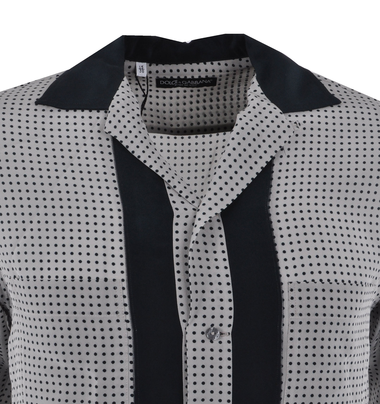 Hemd Model RIVIERA aus Seide mit Polka Dots Print von DOLCE & GABBANA Black Label