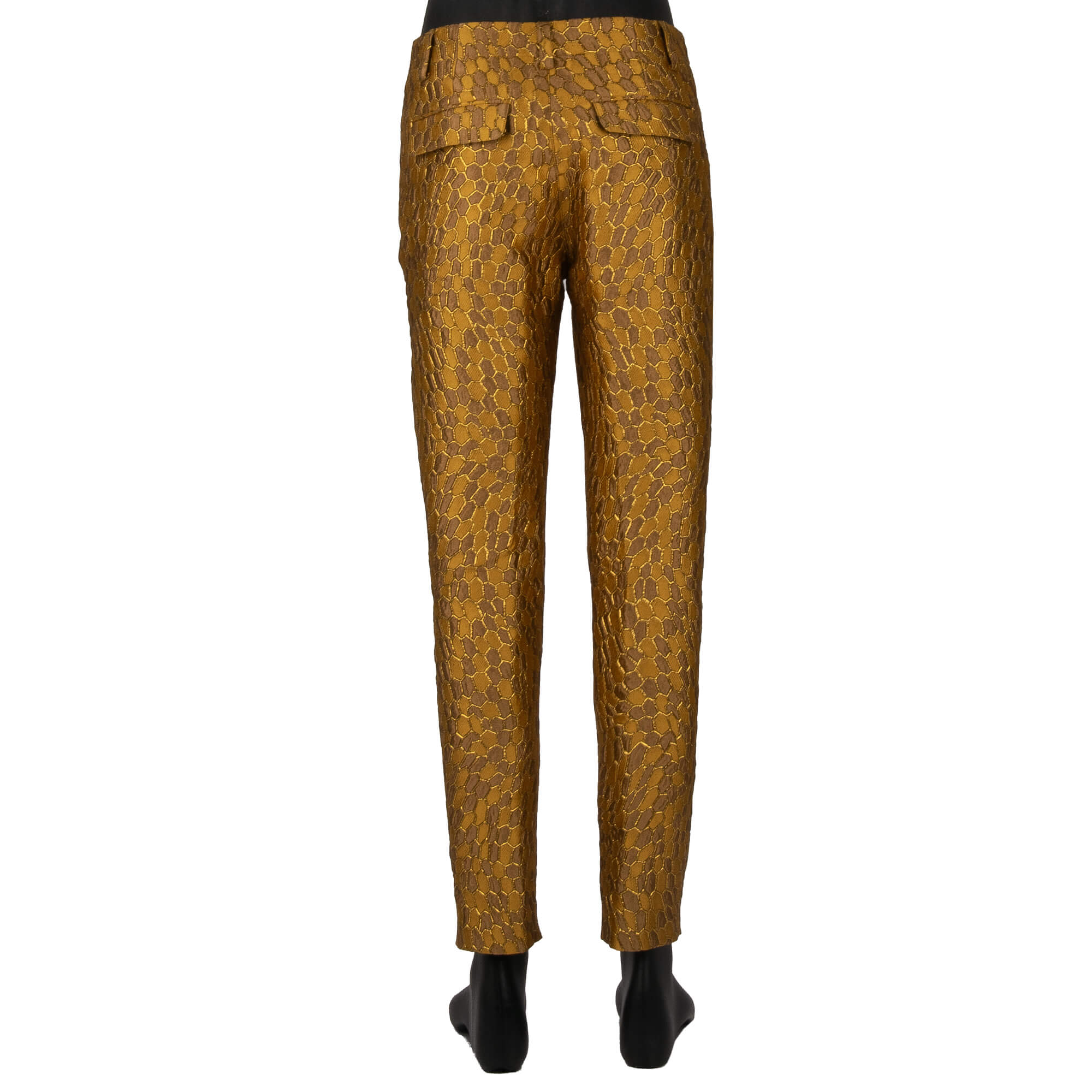 3-Teile Anzug aus Jacquard mit gekürztem Blazer und fallendem Revers in Gold und Weiß von DOLCE & GABBANA 