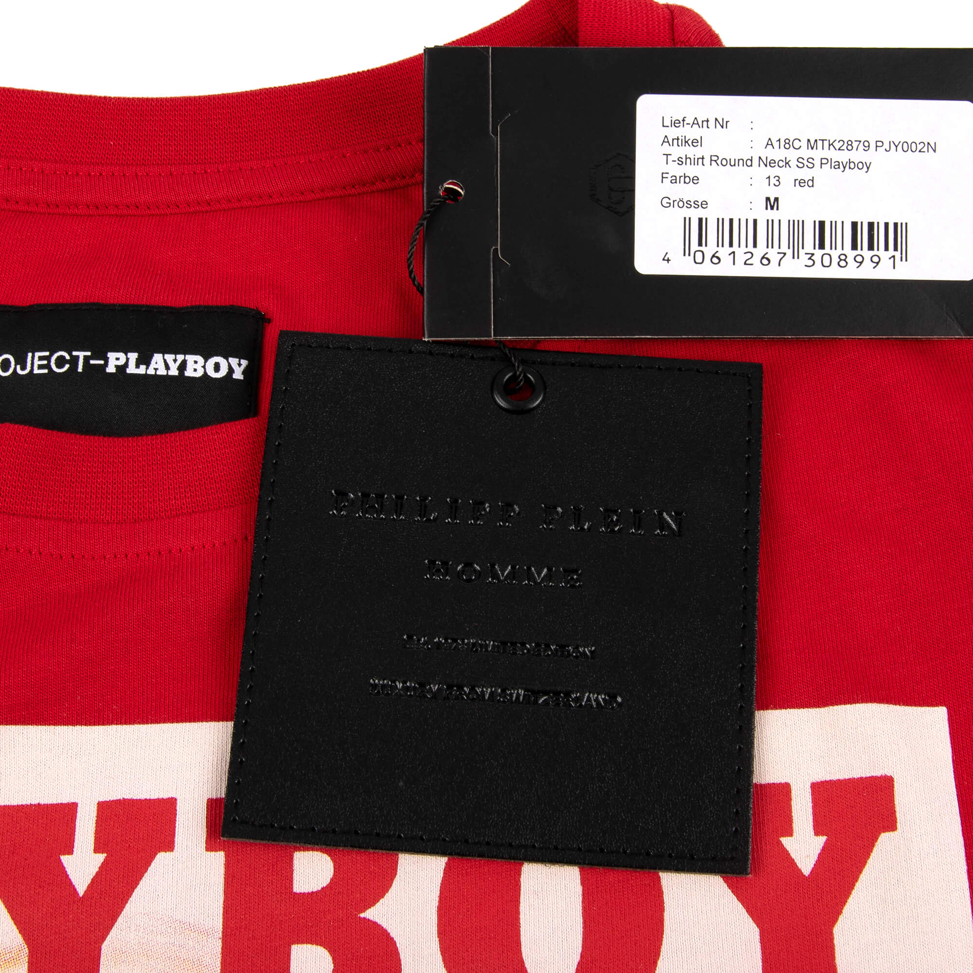 T-Shirt with a magazine cover print of Victoria Silvstedt with 'PLEIN PLAYBOY' print at the front and PHILIPP PLEIN logo plaque at the back by PHILIPP PLEIN x PLAYBOY