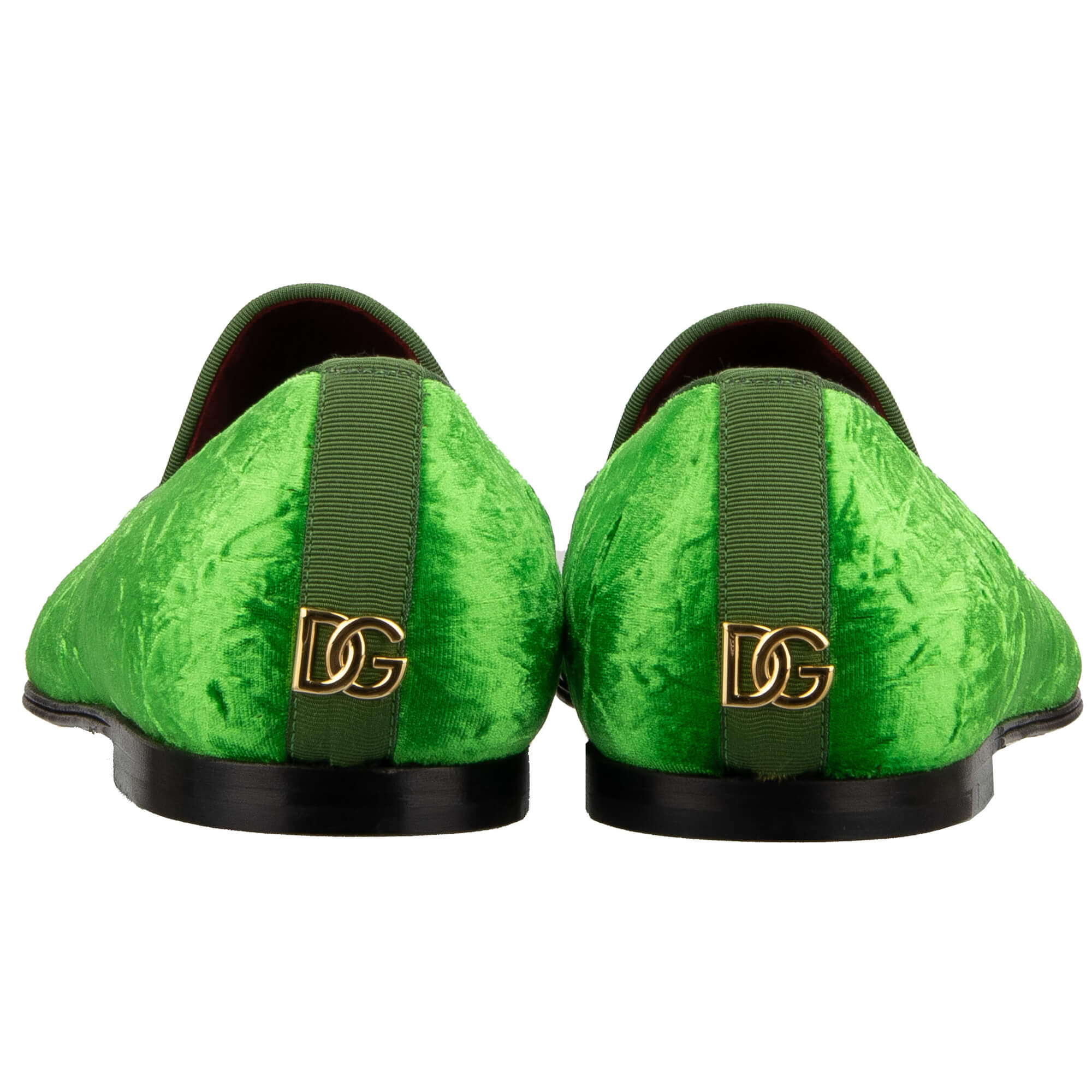 Samt Mokassins Schuhe VASARI mit DG Gold Metall Logo in Grün von DOLCE & GABBANA