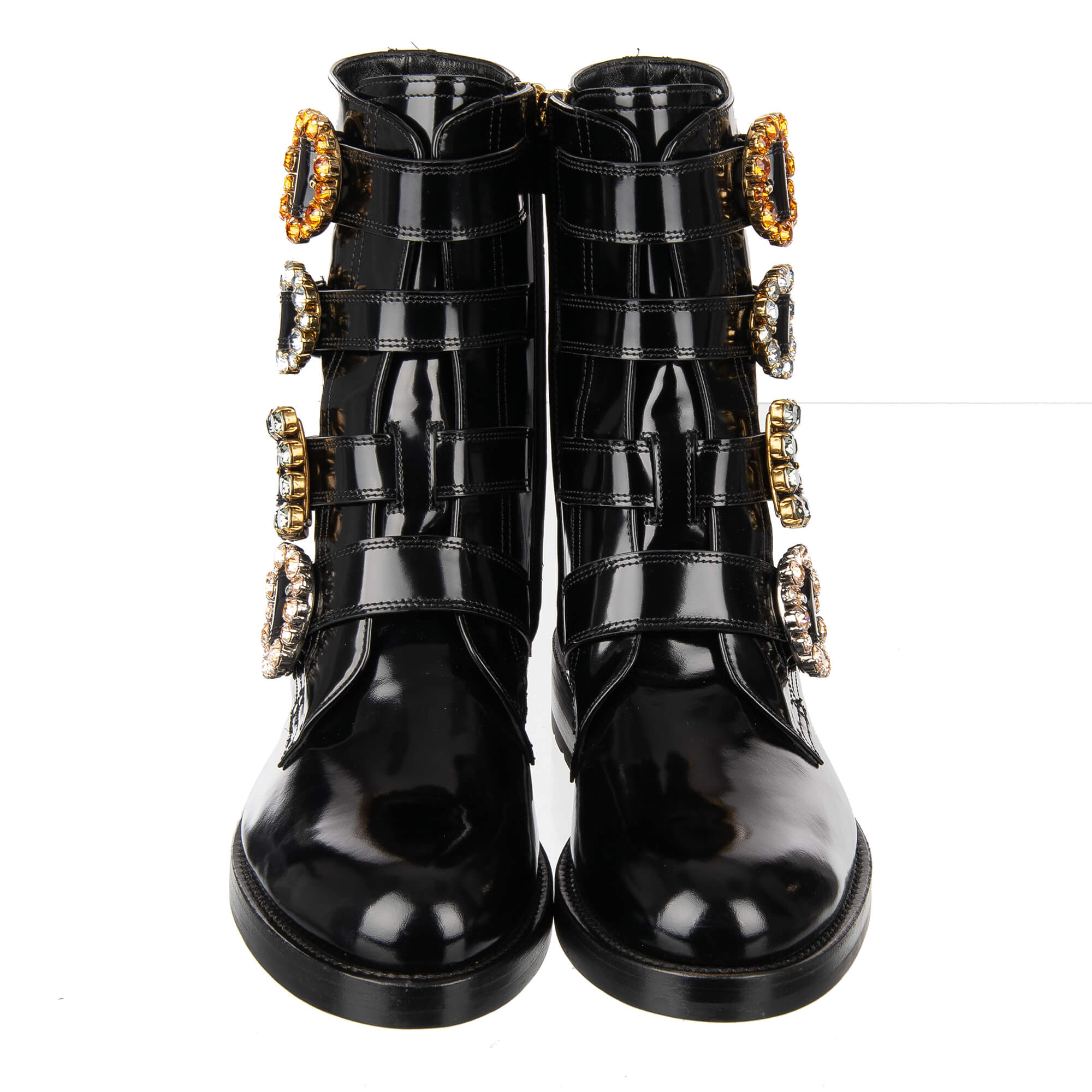 Stiefel / Boots BOY BIKER mit Kristallen Schnallen in Schwarz von DOLCE & GABBANA