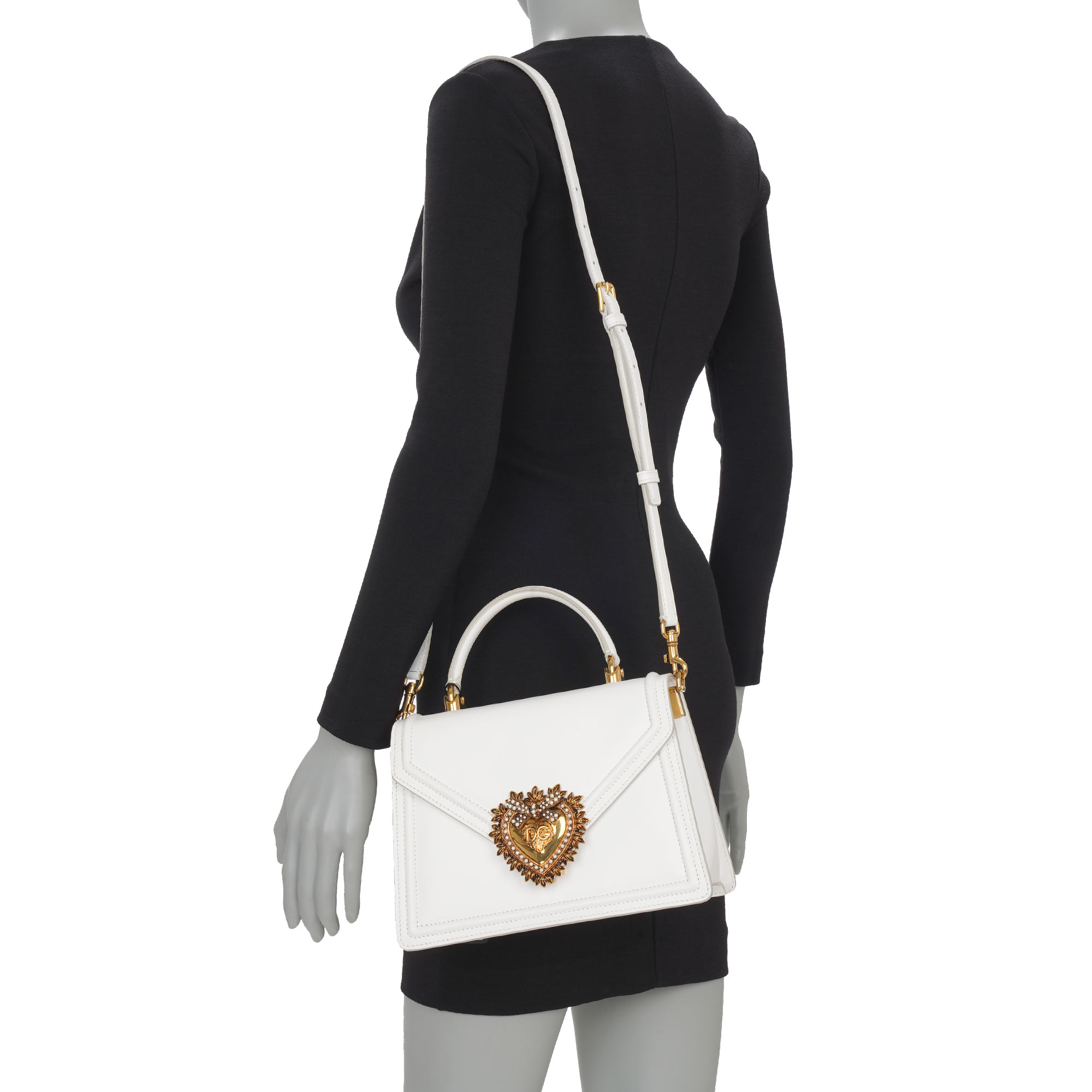 Tasche / Schultertasche / Henkeltasche DEVOTION Medium mit Schmuckherz Verschluss mit DG Logo, inneren Fächern und verstellbarem Schulterriemen von DOLCE & GABBANA
