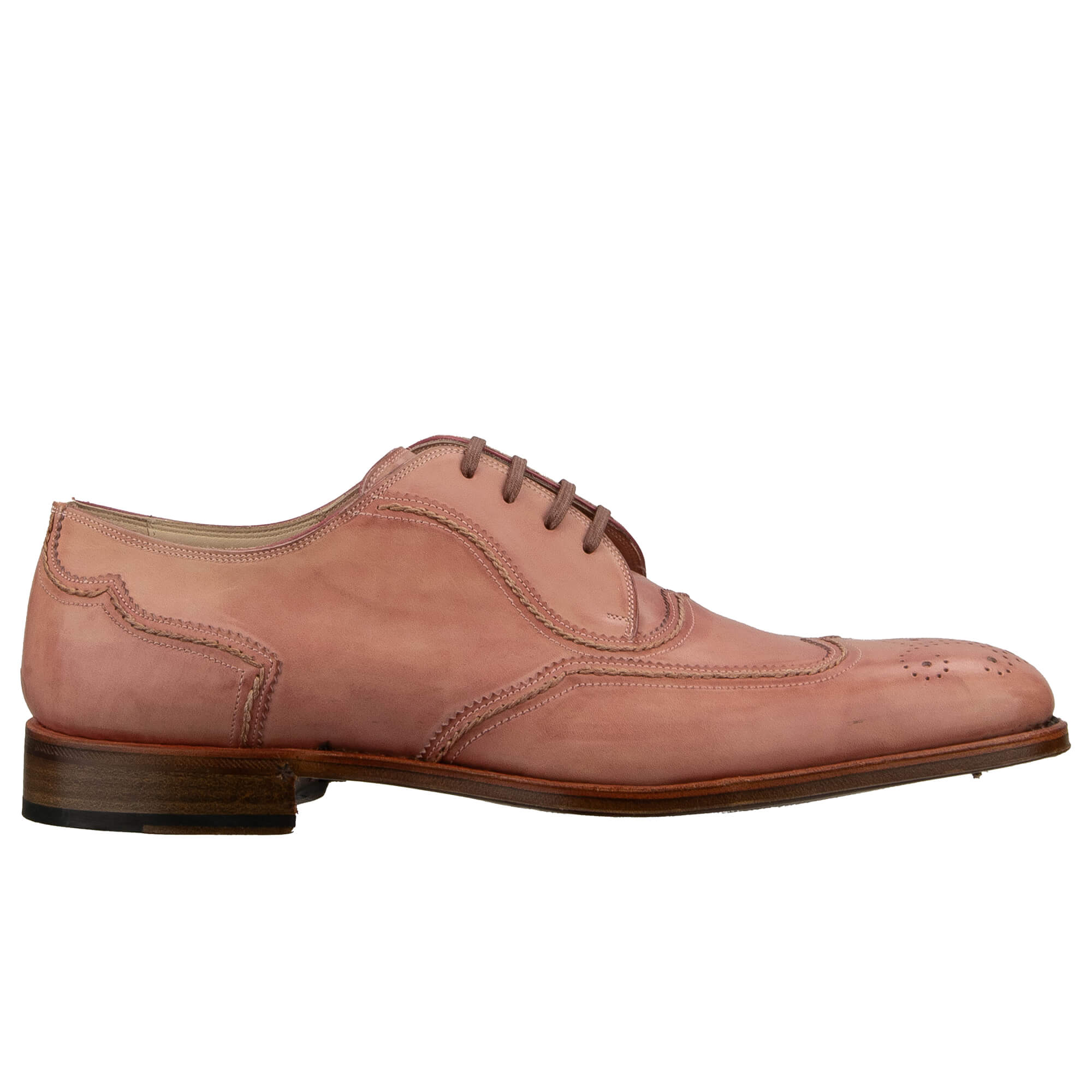 Handmade leather derby shoes ROMA with Good Year sole in beige-pink by DOLCE & GABBANA