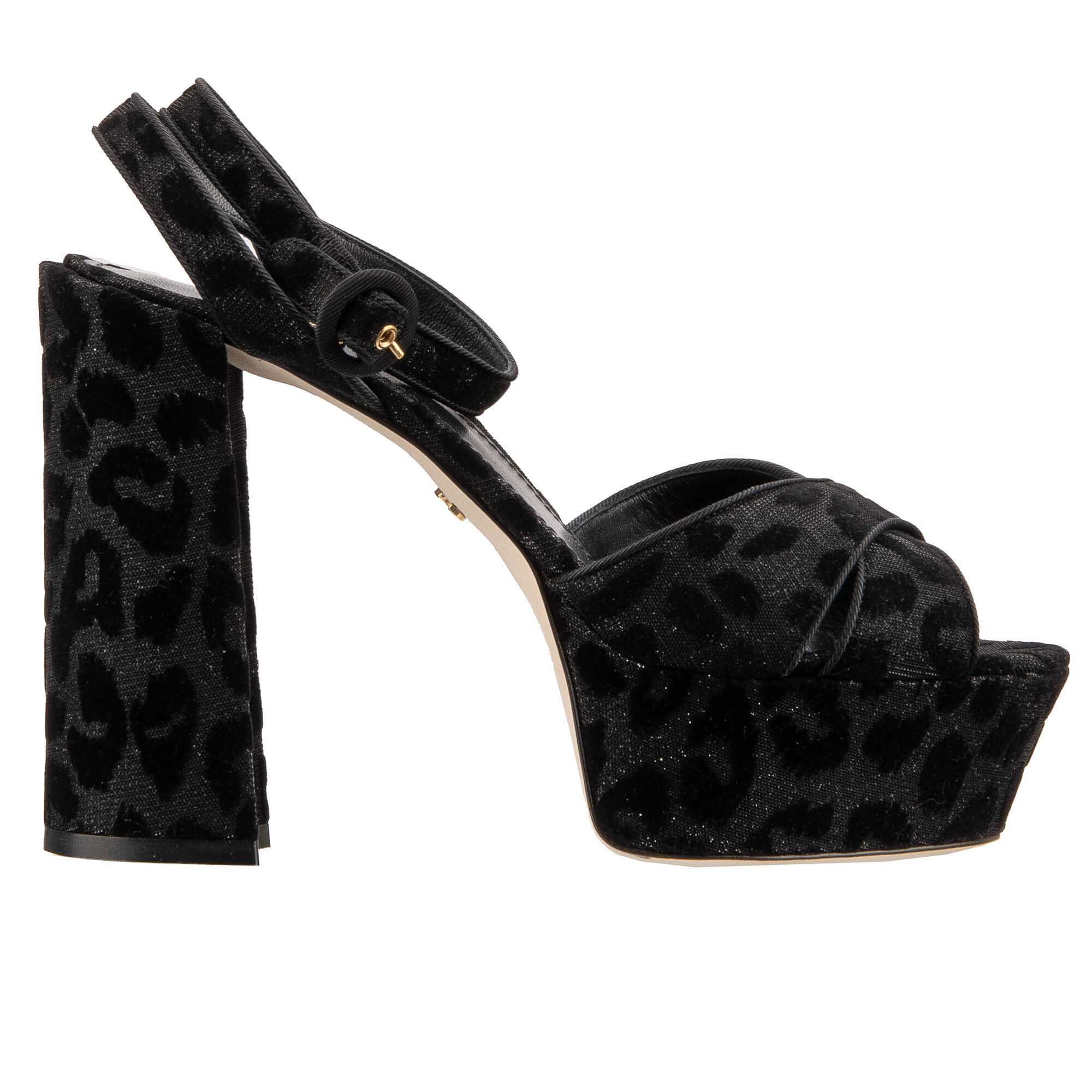 Leopard Glitter Plateau Pumps Sandals KEIRA Black