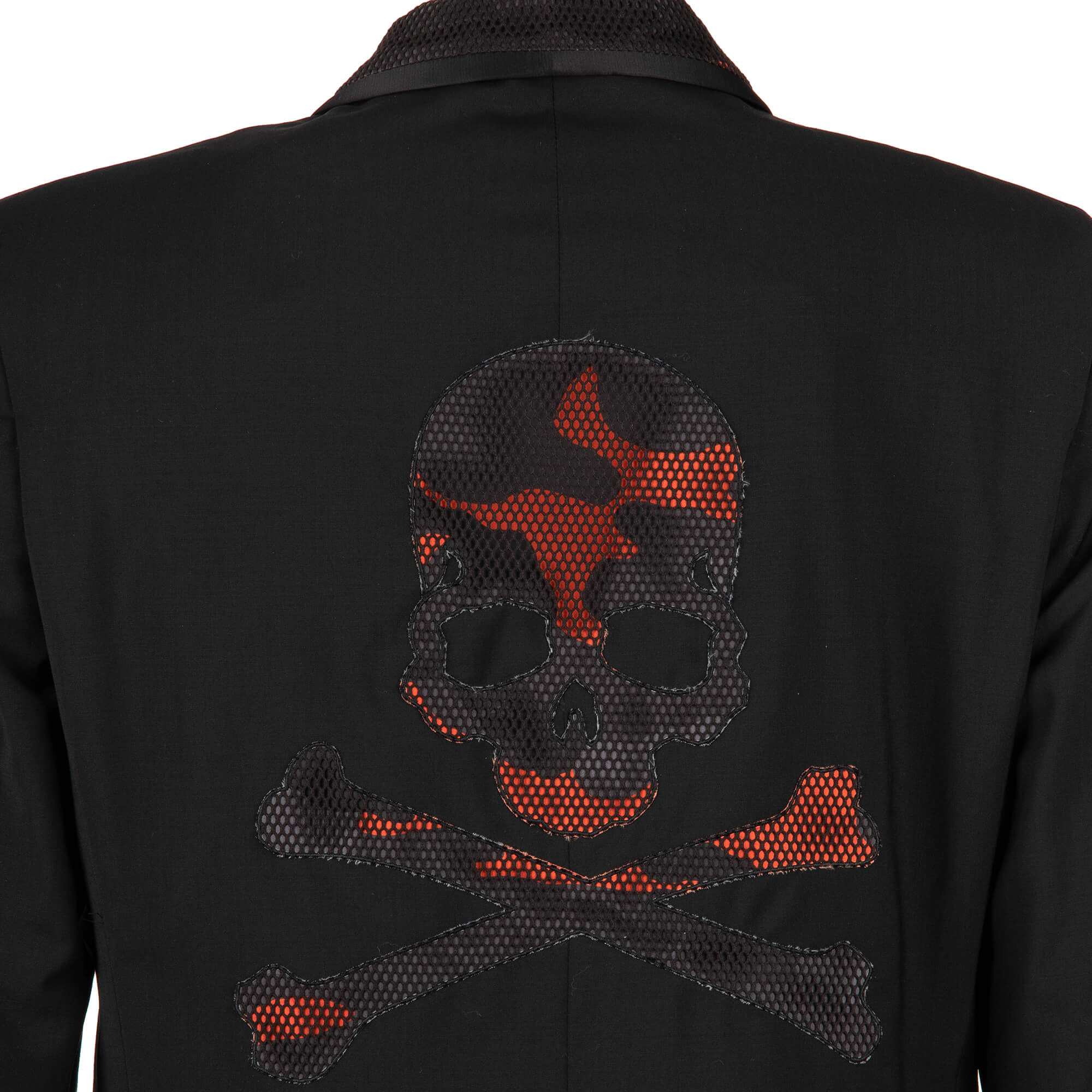 Cotton Blazer JUMP IN with embroidered skull at the back, perforated details and logo in front by PHILIPP PLEIN