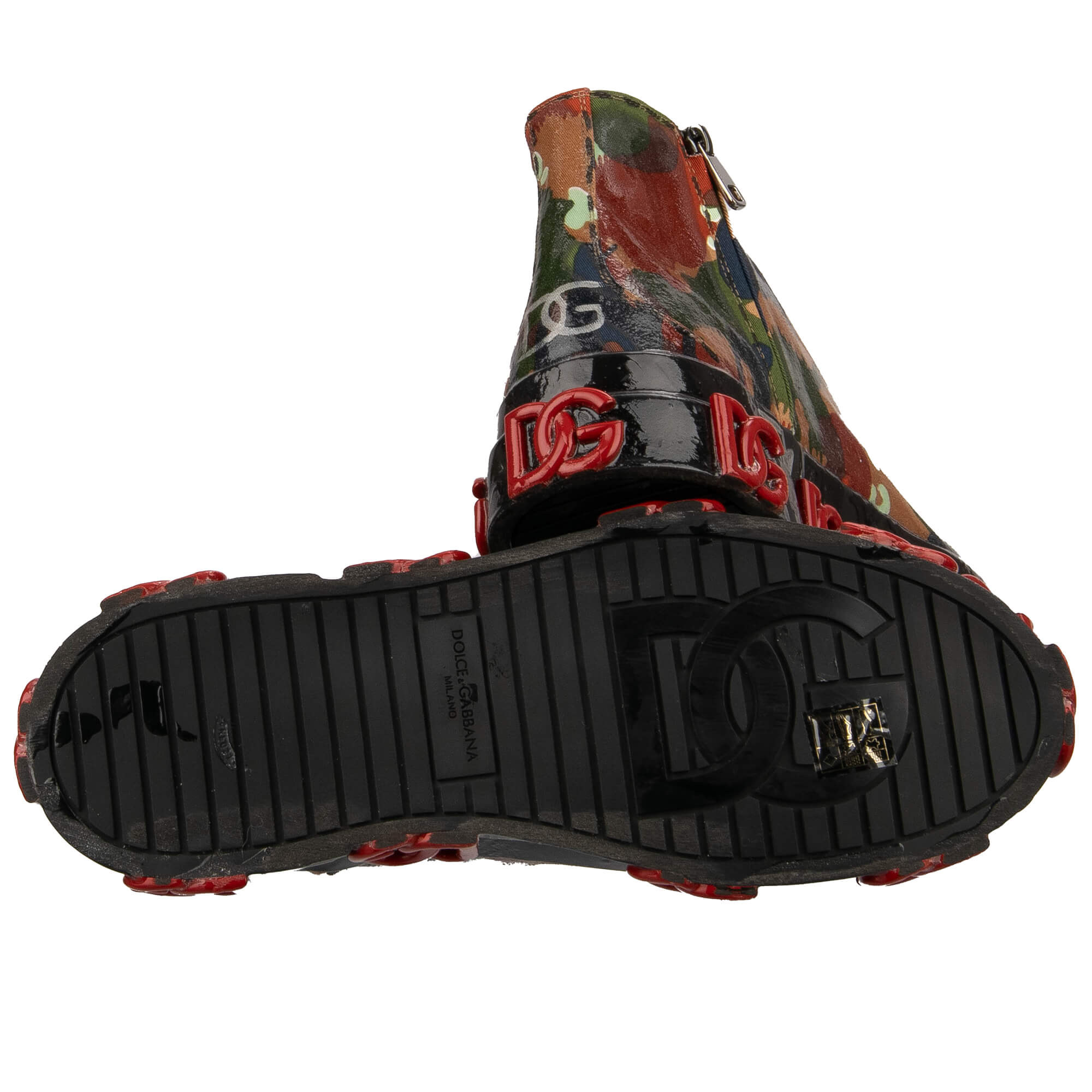 High Top Camouflage Stoff und Leder Sneaker PORTOFINO mit DG Logos und Beschichtung von DOLCE & GABBANA