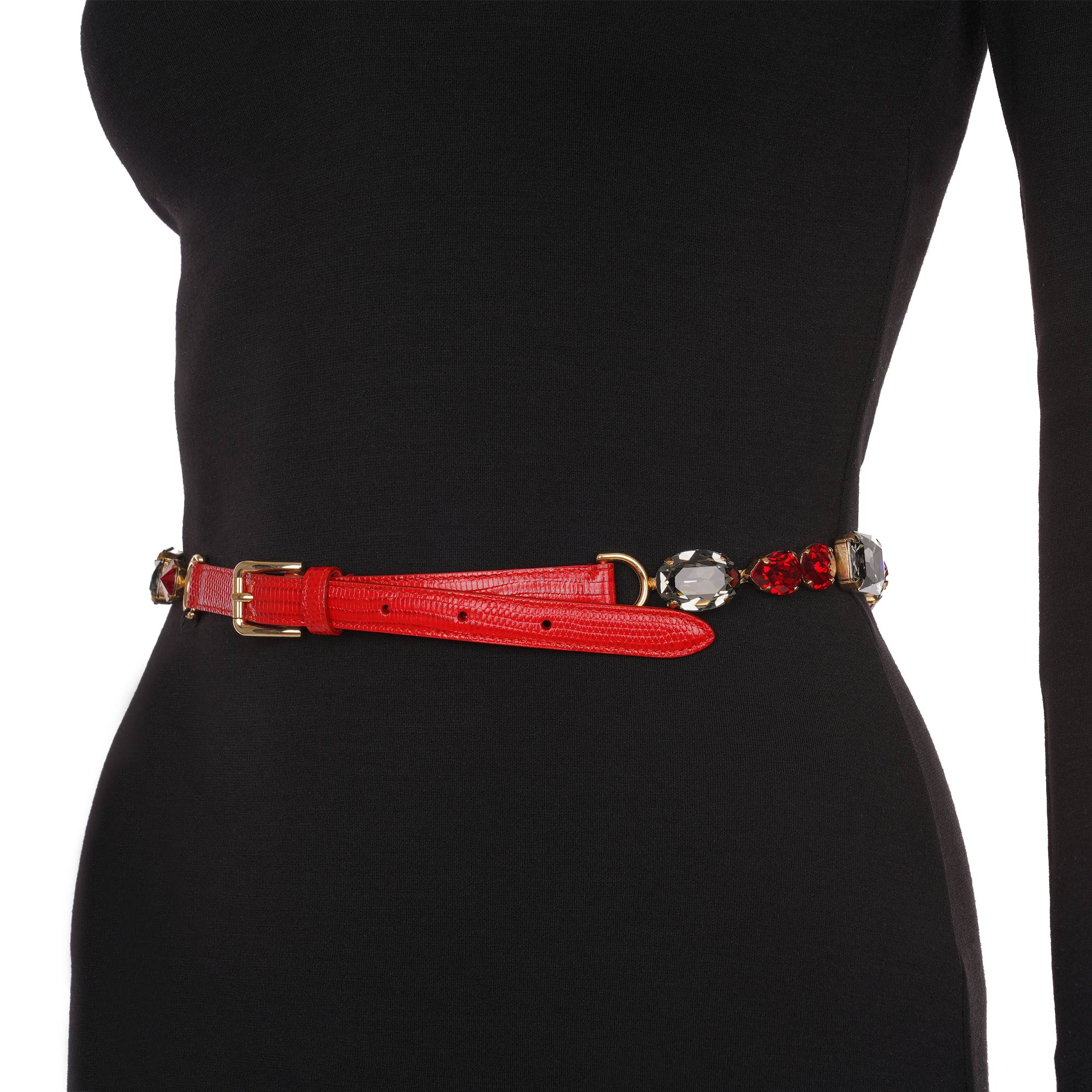Dolce & Gabbana Red Leather Chain Belt Dolce & Gabbana Red Leather Silver Chain Floral Cintura Belt  main image 4