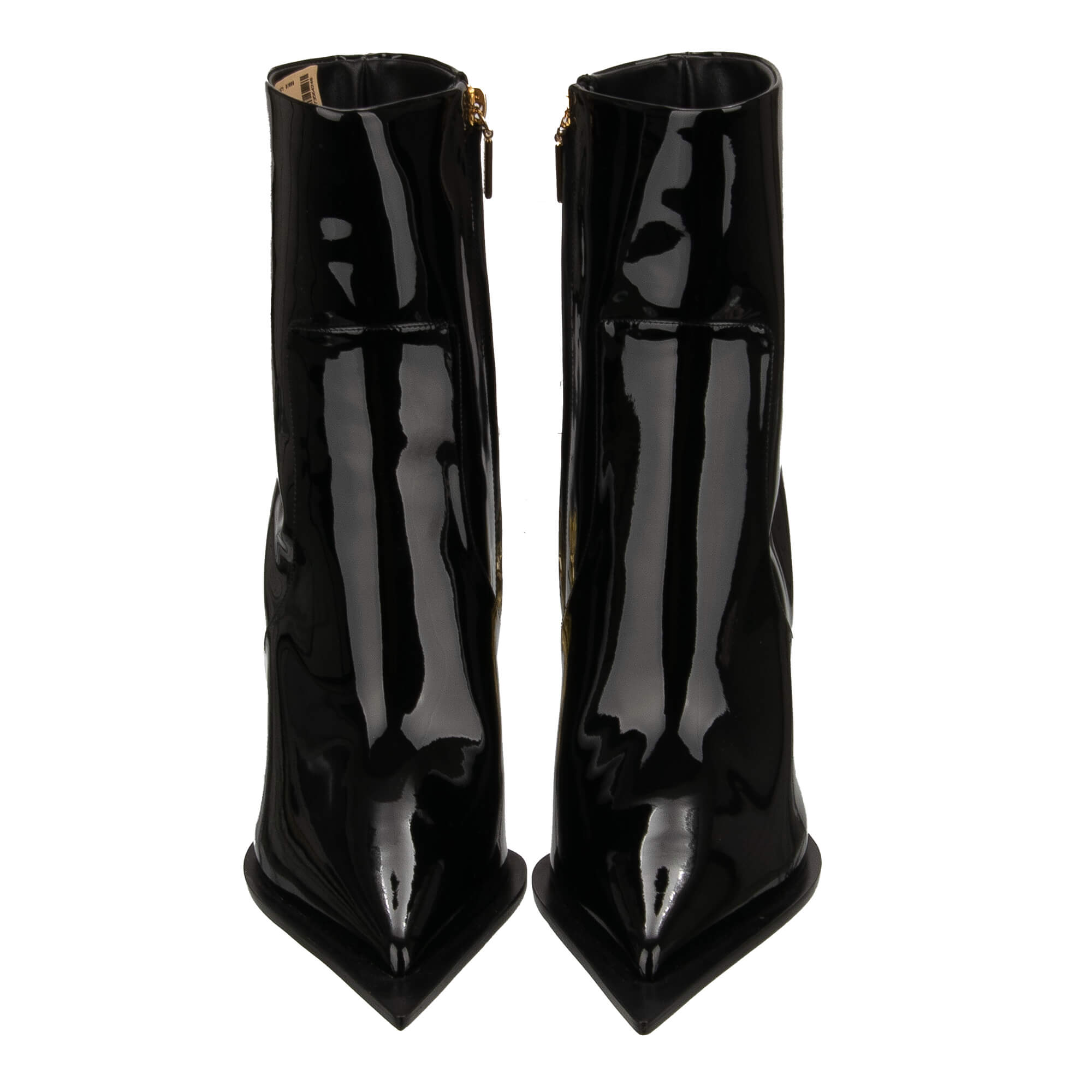 Patent Leather Boots CARDINALE with DG Logo metal heels in gold and black by DOLCE & GABBANA