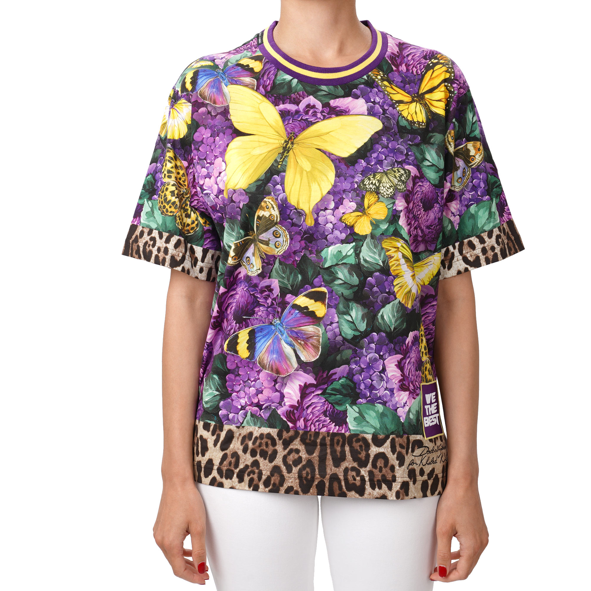 DJ Khaled Leopard Butterfly T-Shirt Top Purple Yellow IT 42 US 6 S 