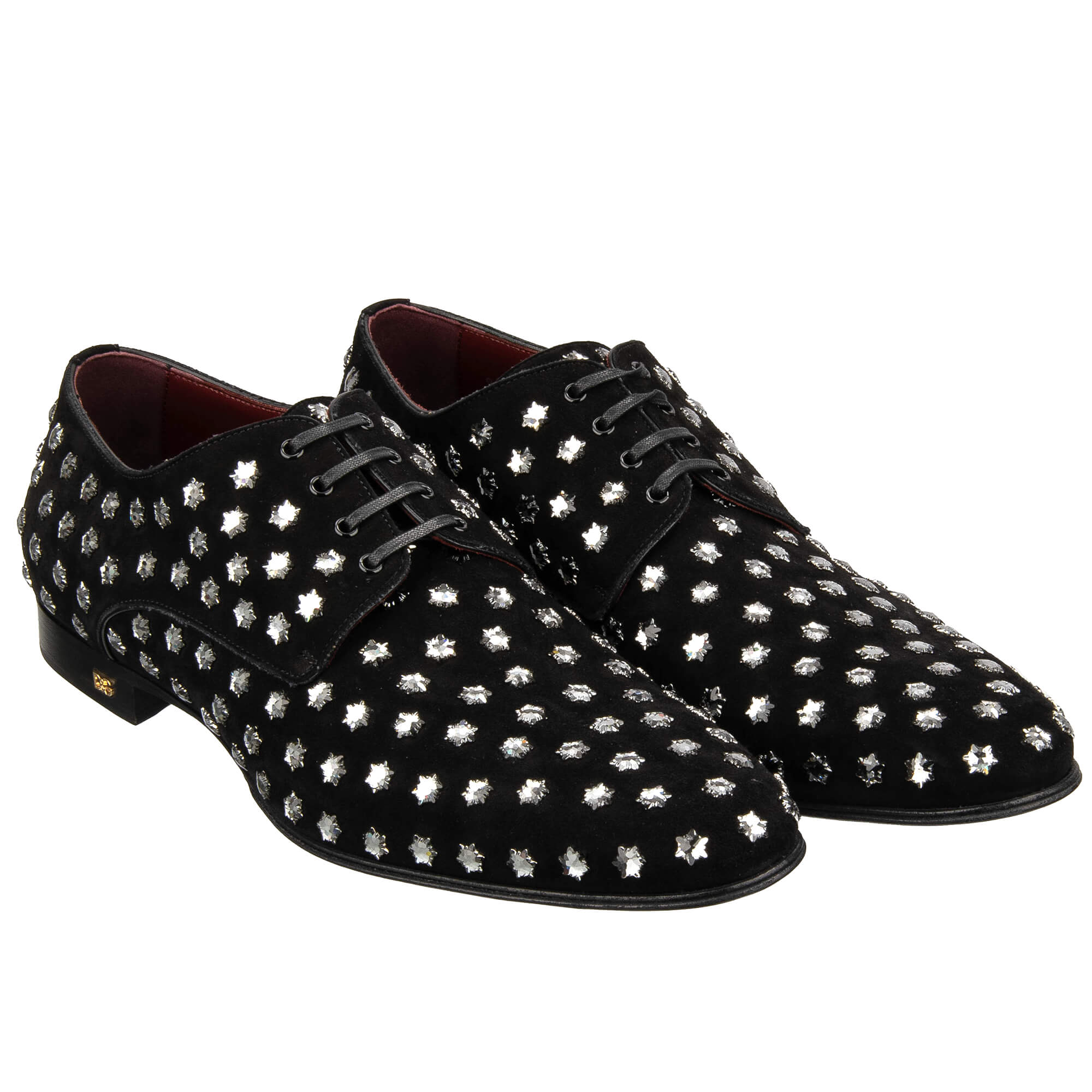 Crystal Star Suede Leather Lace Derby Shoes POSITANO Black